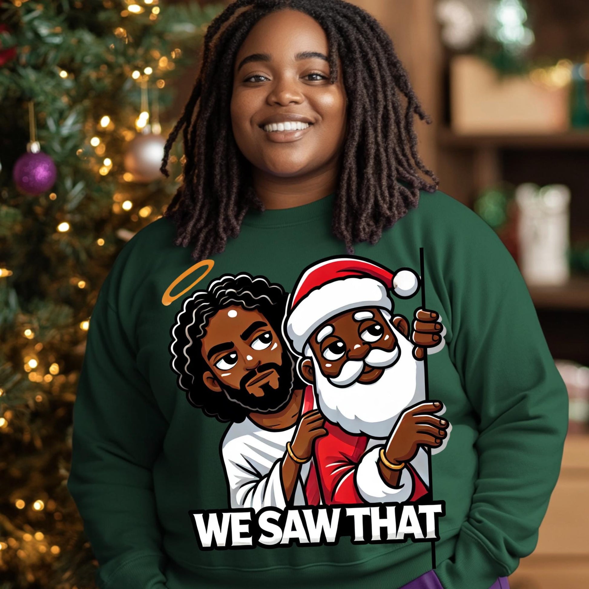 Funny Christmas PNG - "We Saw That" Santa and Jesus Sublimation Design - Includes Mockups for Apparel & Gifts