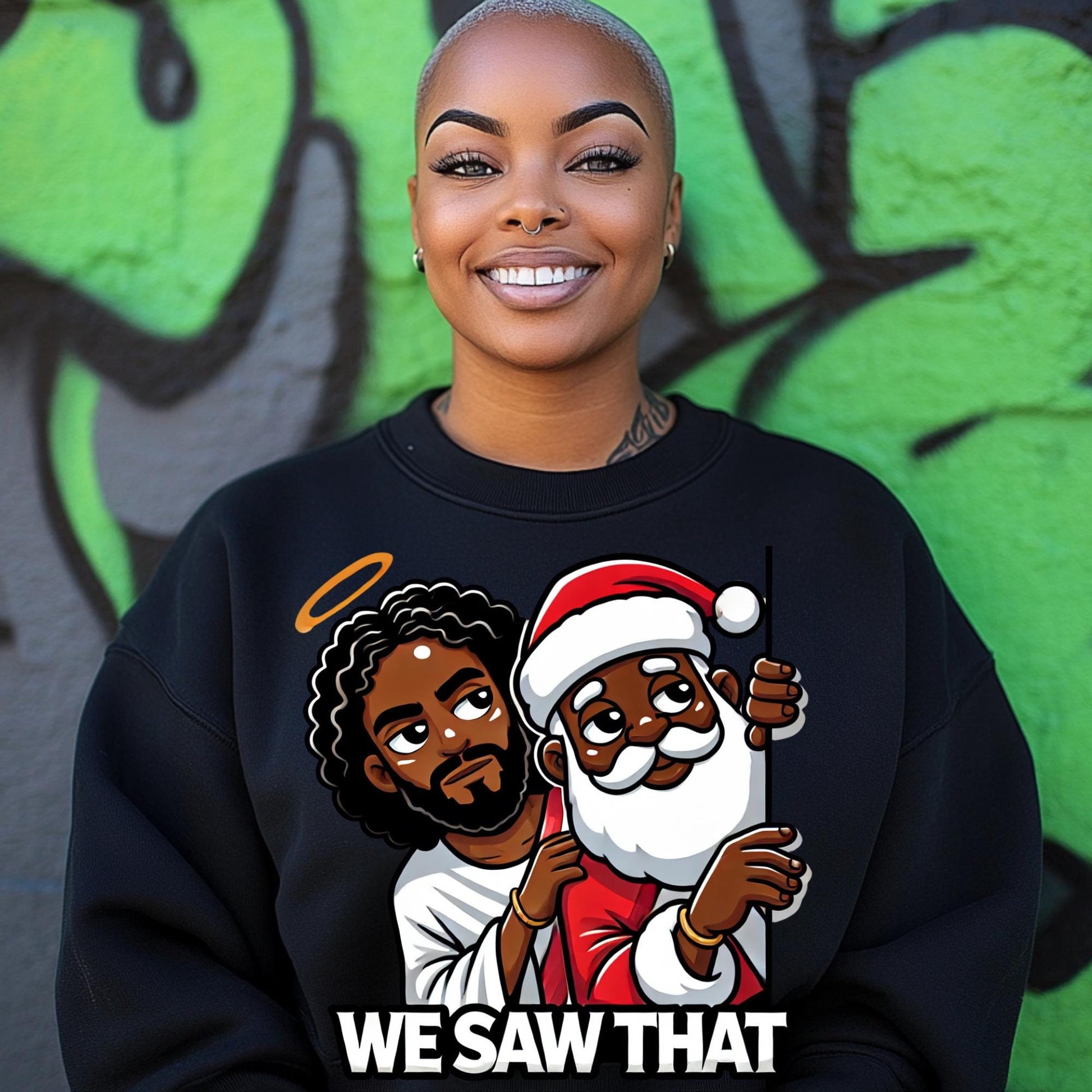 Funny Christmas PNG - "We Saw That" Santa and Jesus Sublimation Design - Includes Mockups for Apparel & Gifts