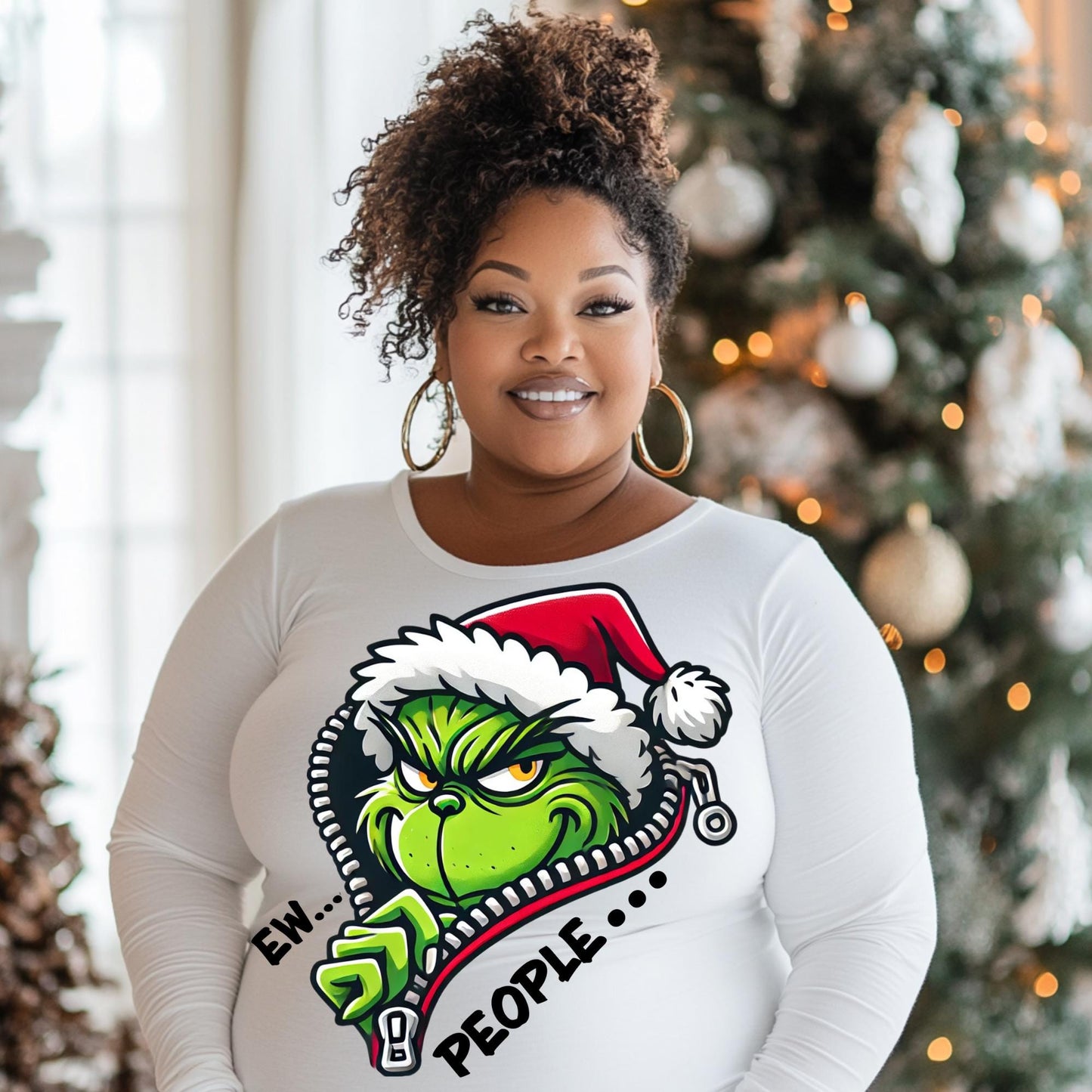 Grinch "Ew People" Christmas PNG Sublimation Design - Funny Holiday Clipart with Mockups