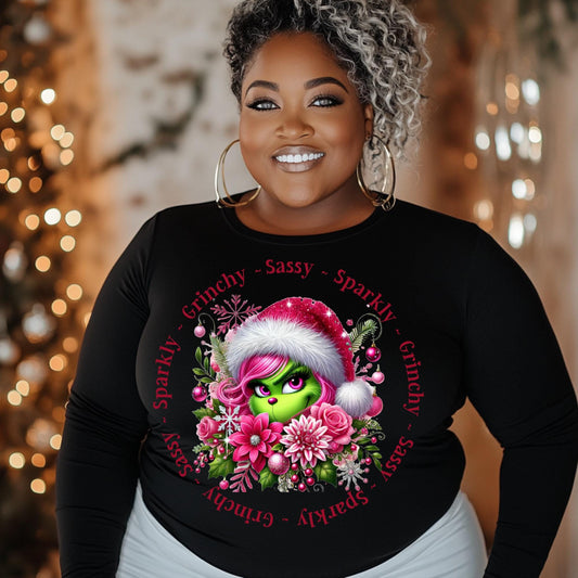 Grinchy Sassy Sparkly Christmas PNG | Cute Holiday Sublimation Design | Mockups Included