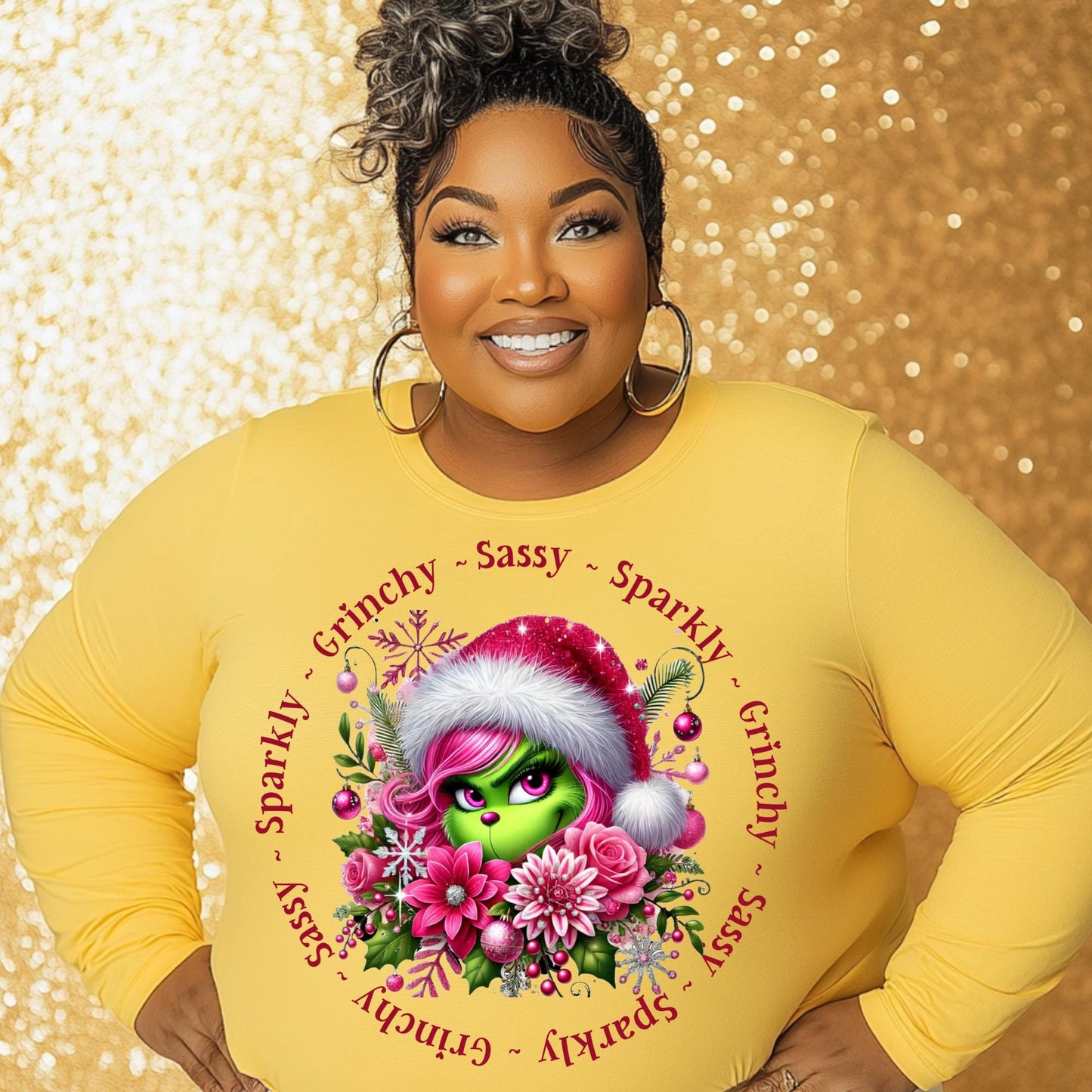 Grinchy Sassy Sparkly Christmas PNG | Cute Holiday Sublimation Design | Mockups Included