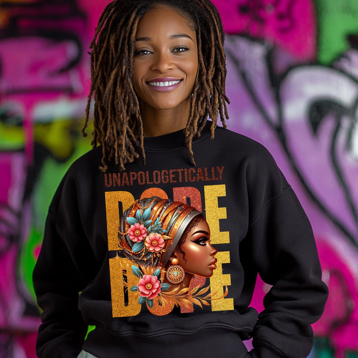 Unapologetically Dope Long Sleeve T-Shirt – Black Girl Magic 100% Cotton Graphic Tee – Empowerment Shirt for Women