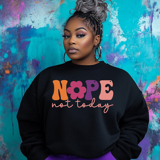 Retro 'Nope Not Today' PNG Design – Cute & Sassy Digital Download with Mockups for T-Shirts, Hoodies, and More!