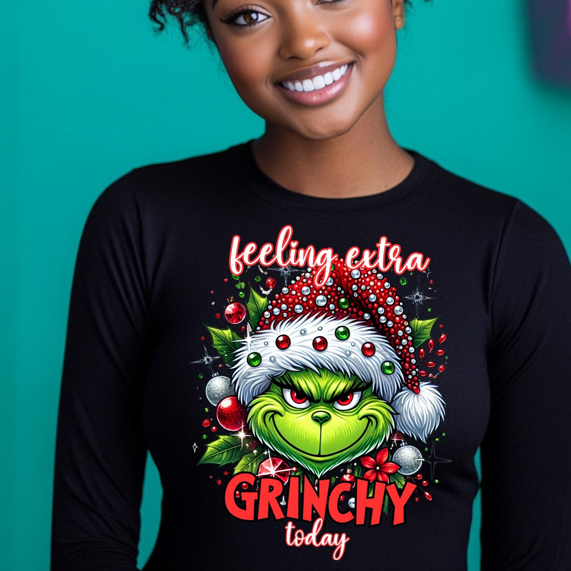 Feeling Extra Grinchy Today PNG | Christmas Grinch Design for DTF & Sublimation | Holiday Craft Digital Download with Mockups