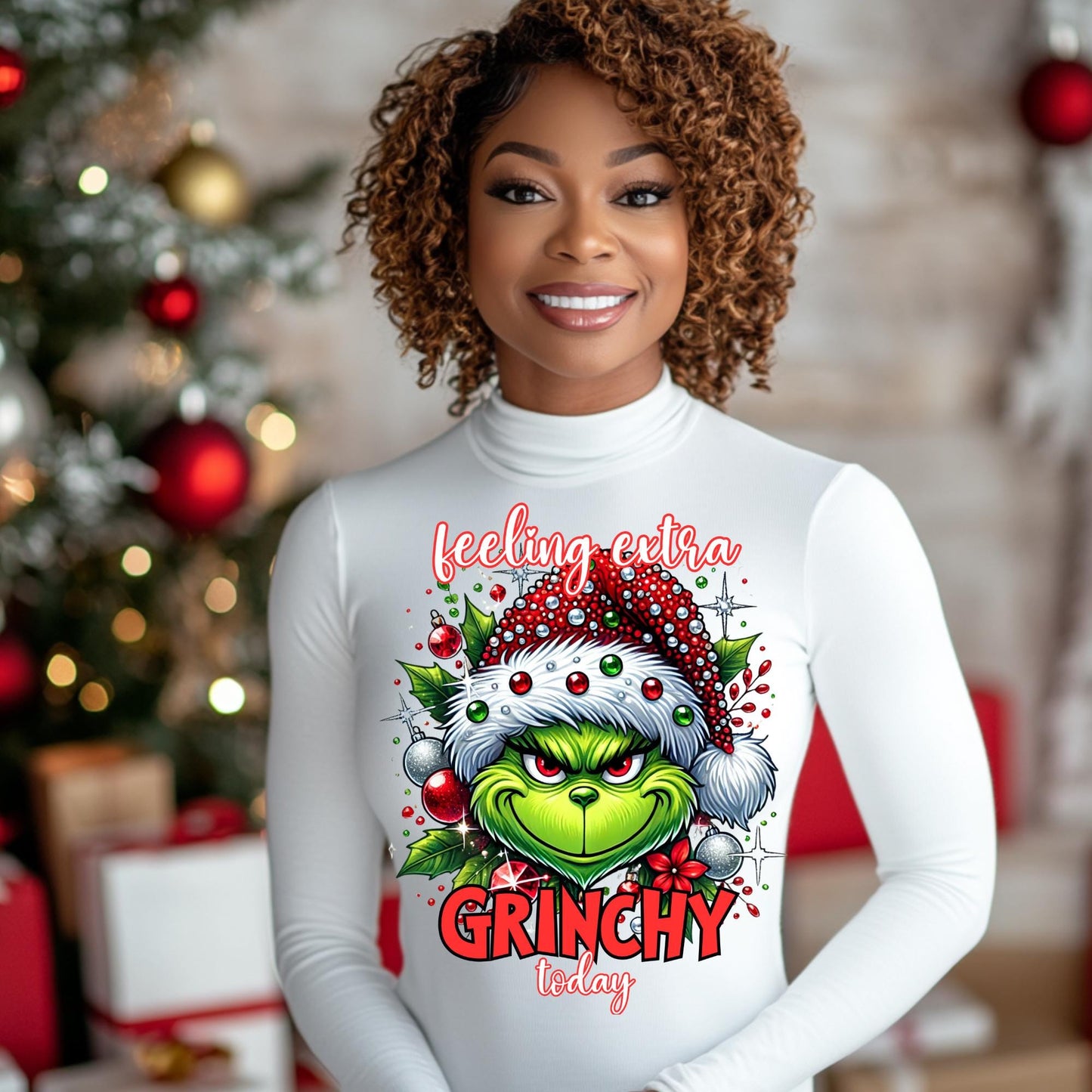 Feeling Extra Grinchy Today PNG | Christmas Grinch Design for DTF & Sublimation | Holiday Craft Digital Download with Mockups