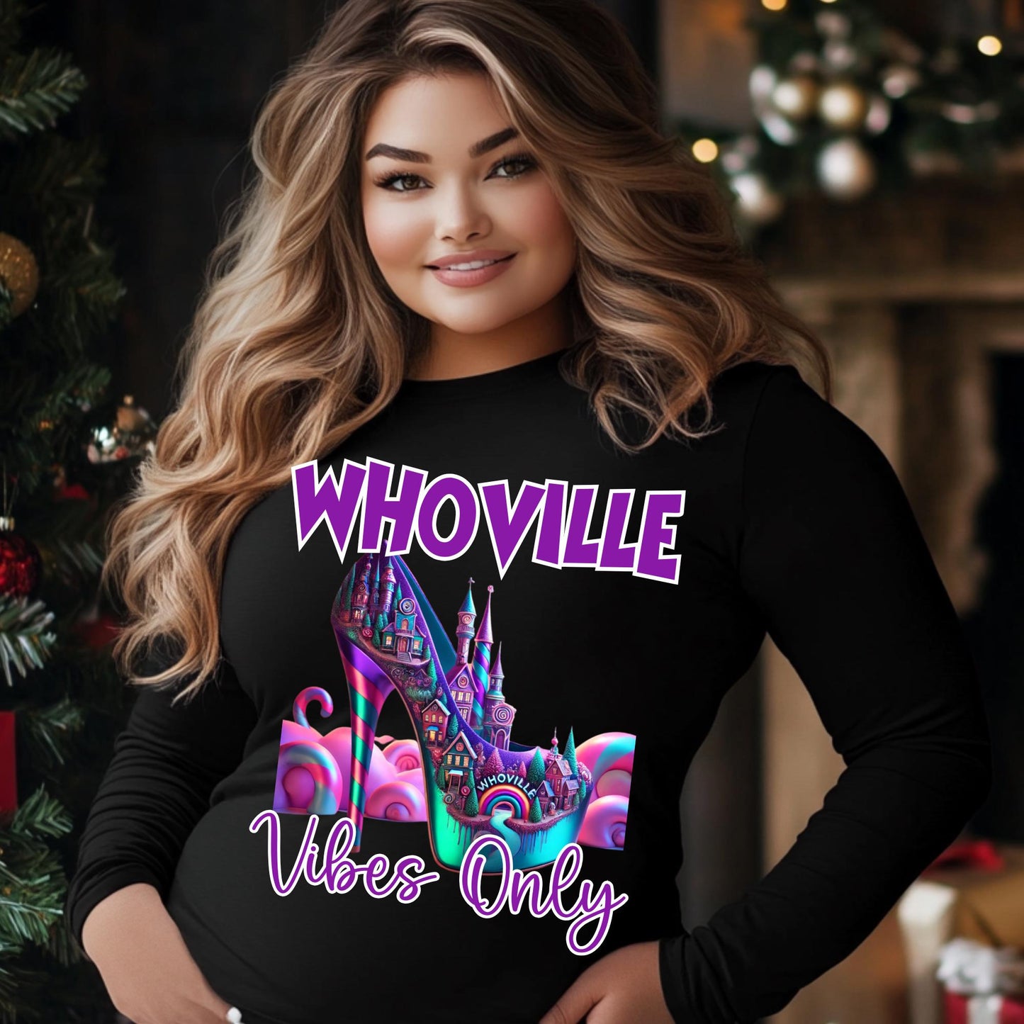 Whoville Vibes Only PNG | High Heel Christmas Design | DTF & Sublimation Printable | Festive Holiday PNG with Mockups Included