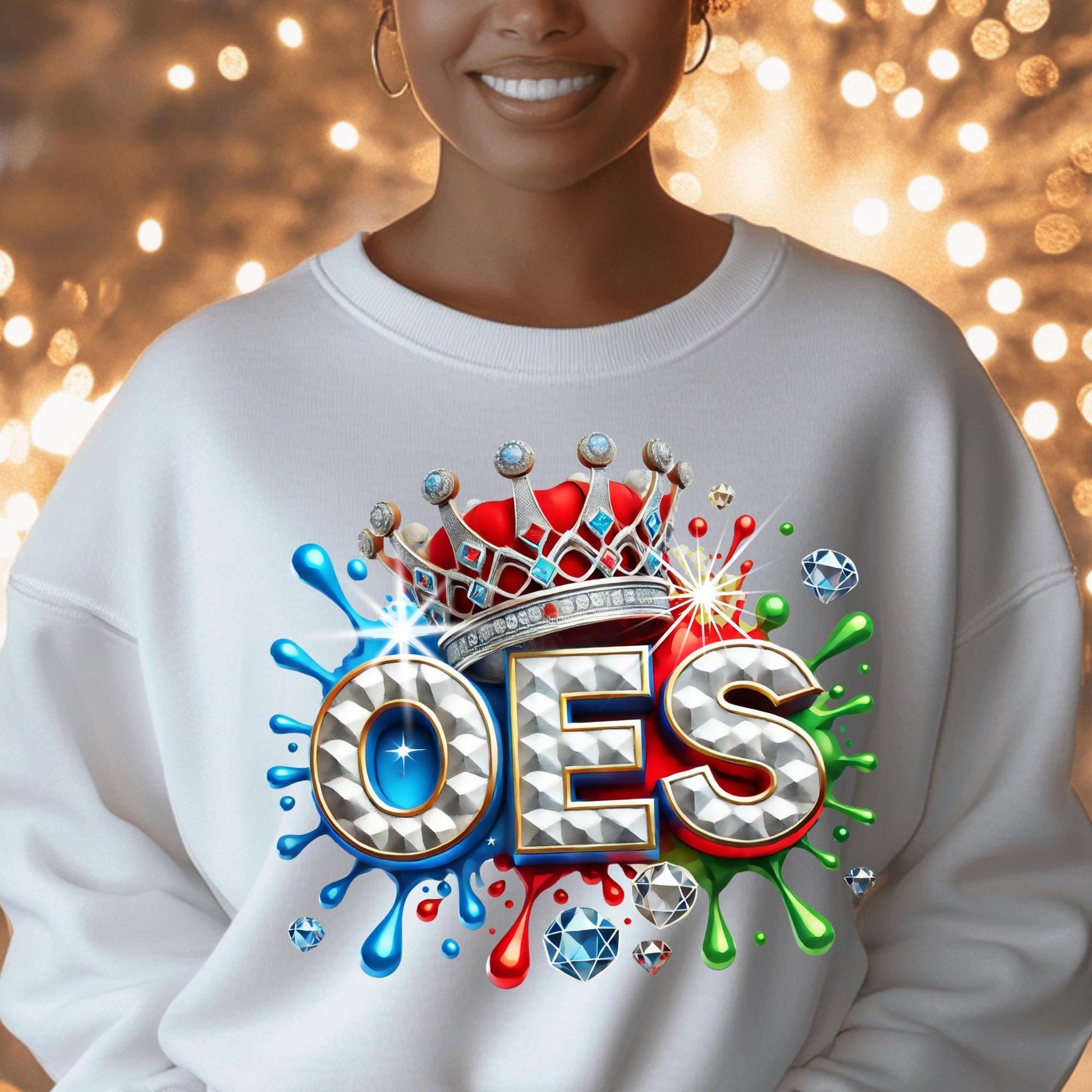 OES Sweatshirt for Sisters of the Order of the Eastern Star – Crown Design, 100% Cotton, Sizes S-4X