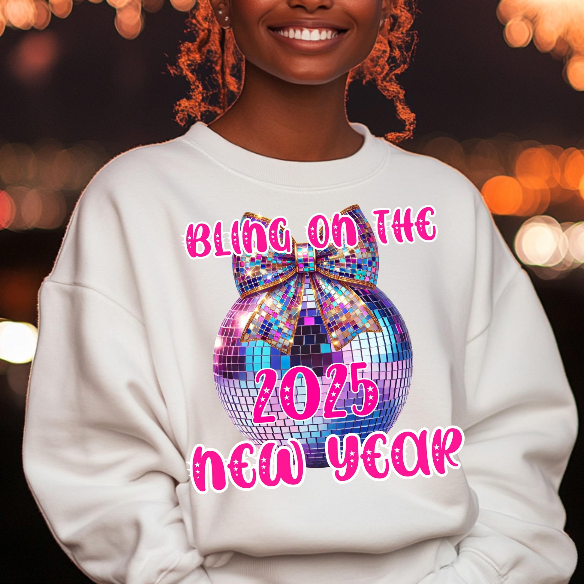 2025 New Year Bling Sweatshirt - Glitter Disco Ball 100% Cotton Unisex Sizes S-4X