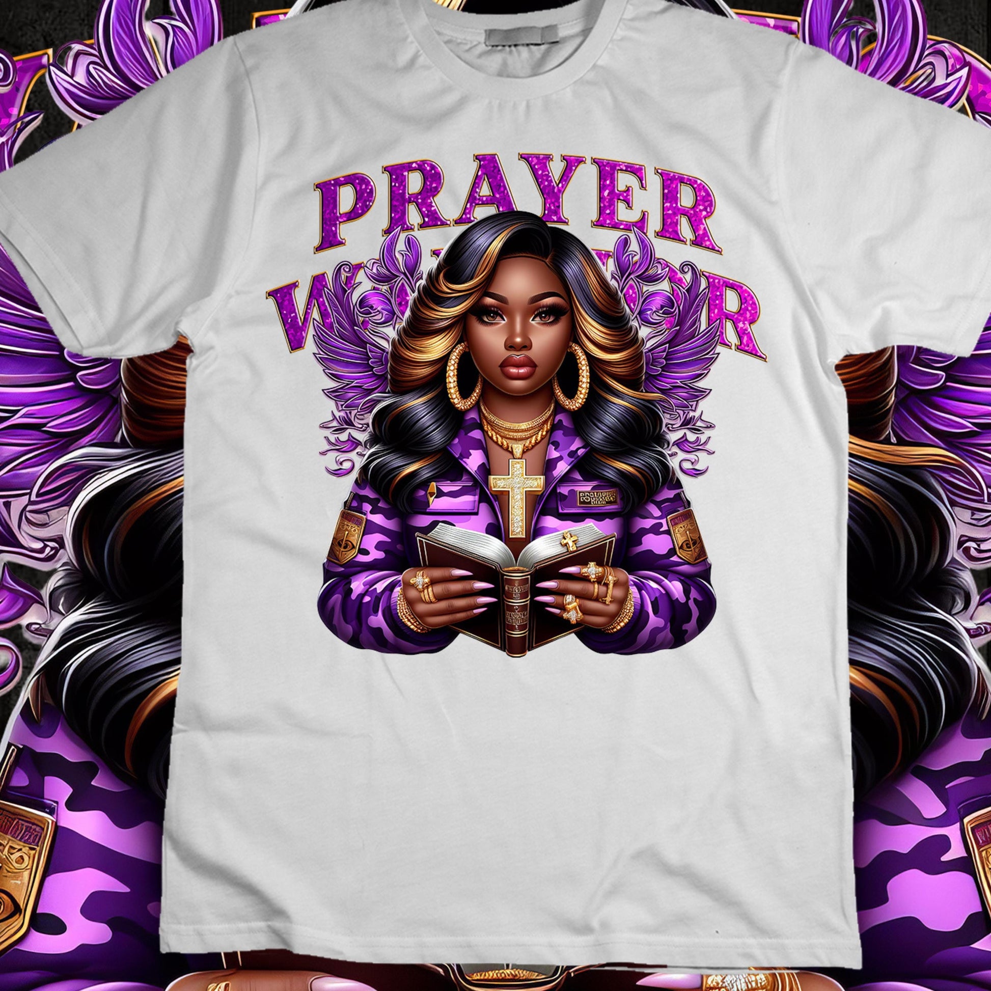 Prayer Warrior DTF Transfer | Bold Faith-Inspired Ready to Press Design for Cotton, Polyester and Blends