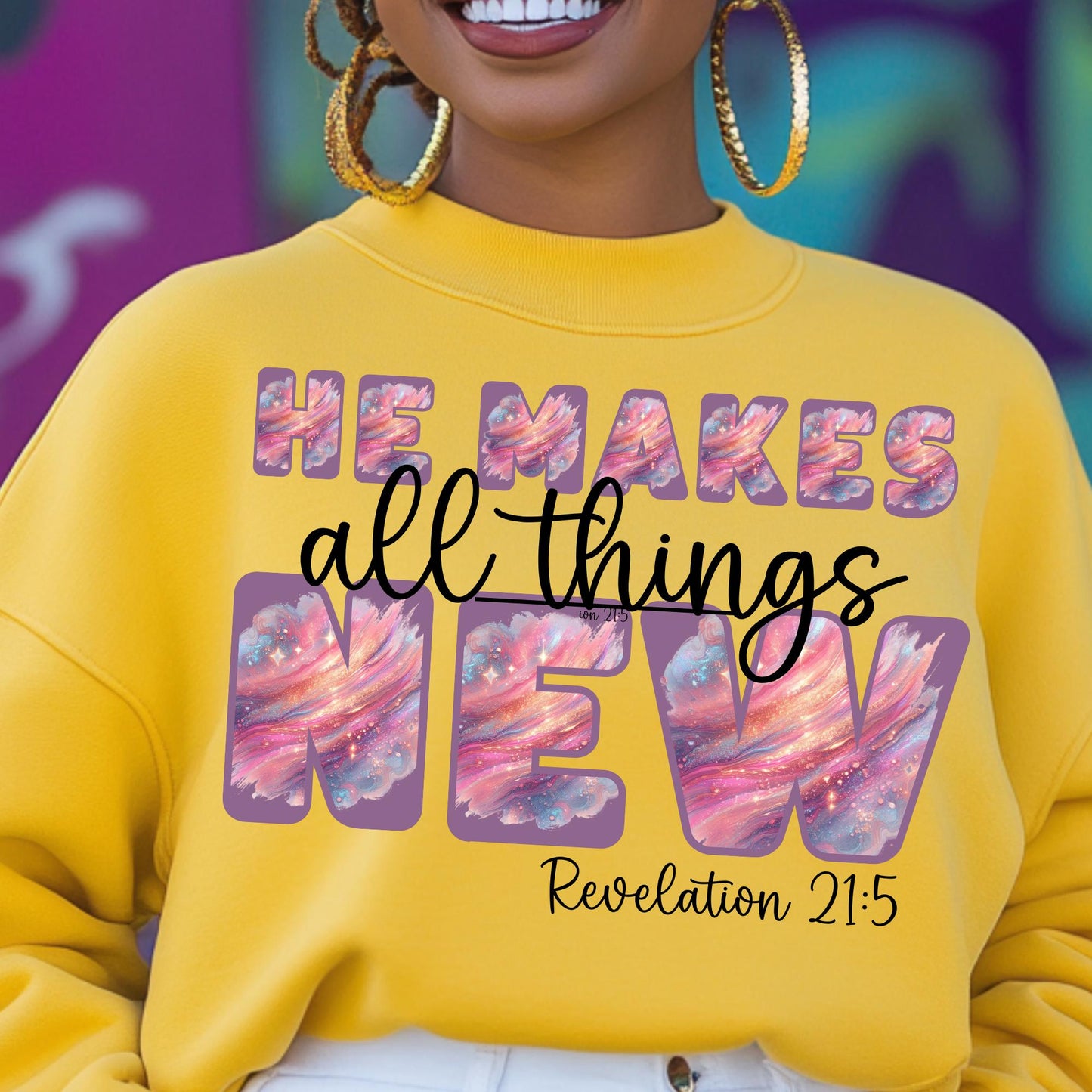 He Makes All Things New DTF Transfer | Christian Inspirational Ready-to-Press Design