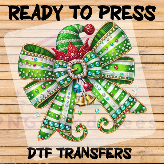 Festive Green Bow PNG for DTF & Sublimation – Christmas Digital Download with Mockups