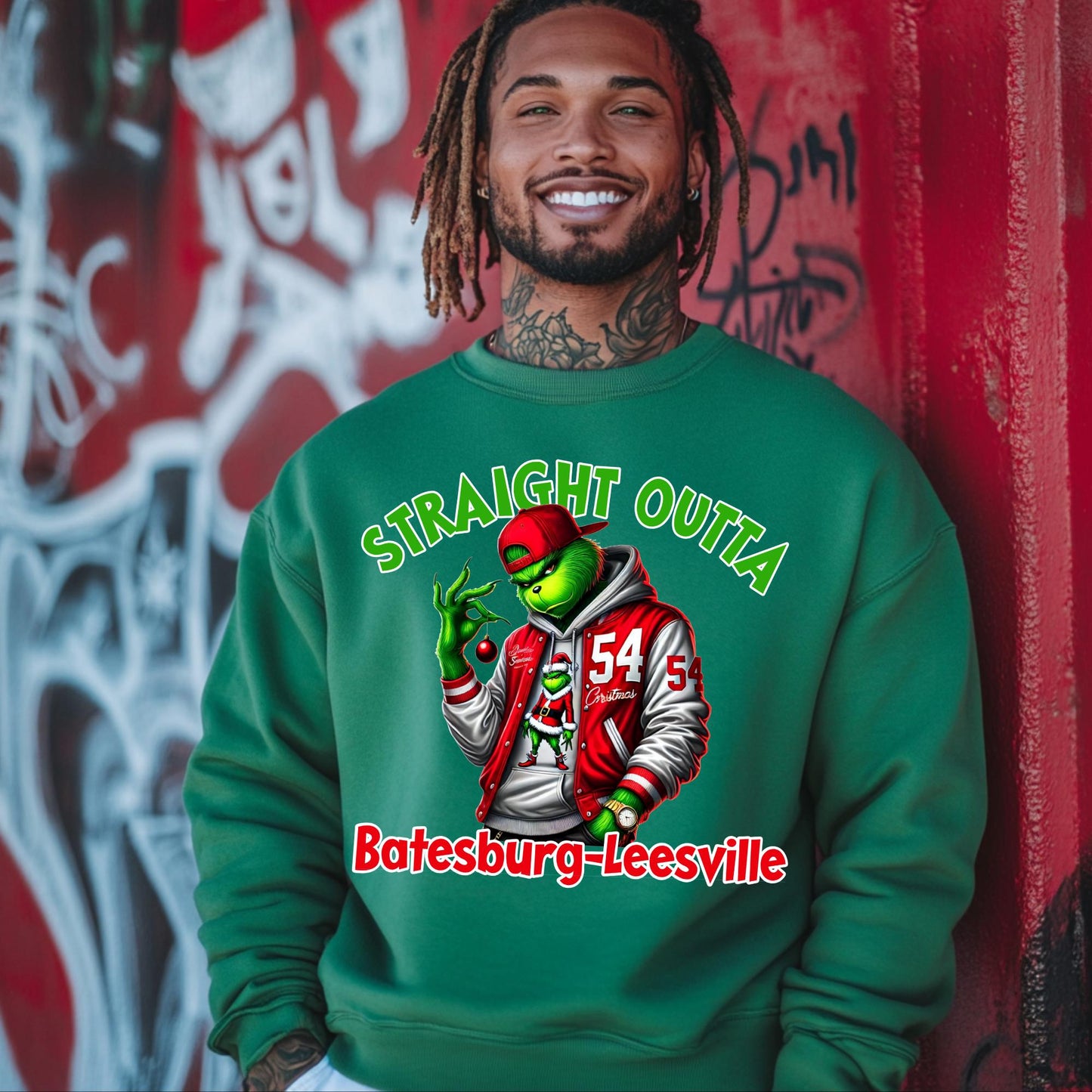 Straight Outta Batesburg-Leesville Christmas Sweatshirt | 100% Cotton Holiday Sweater | S-4X Sizes