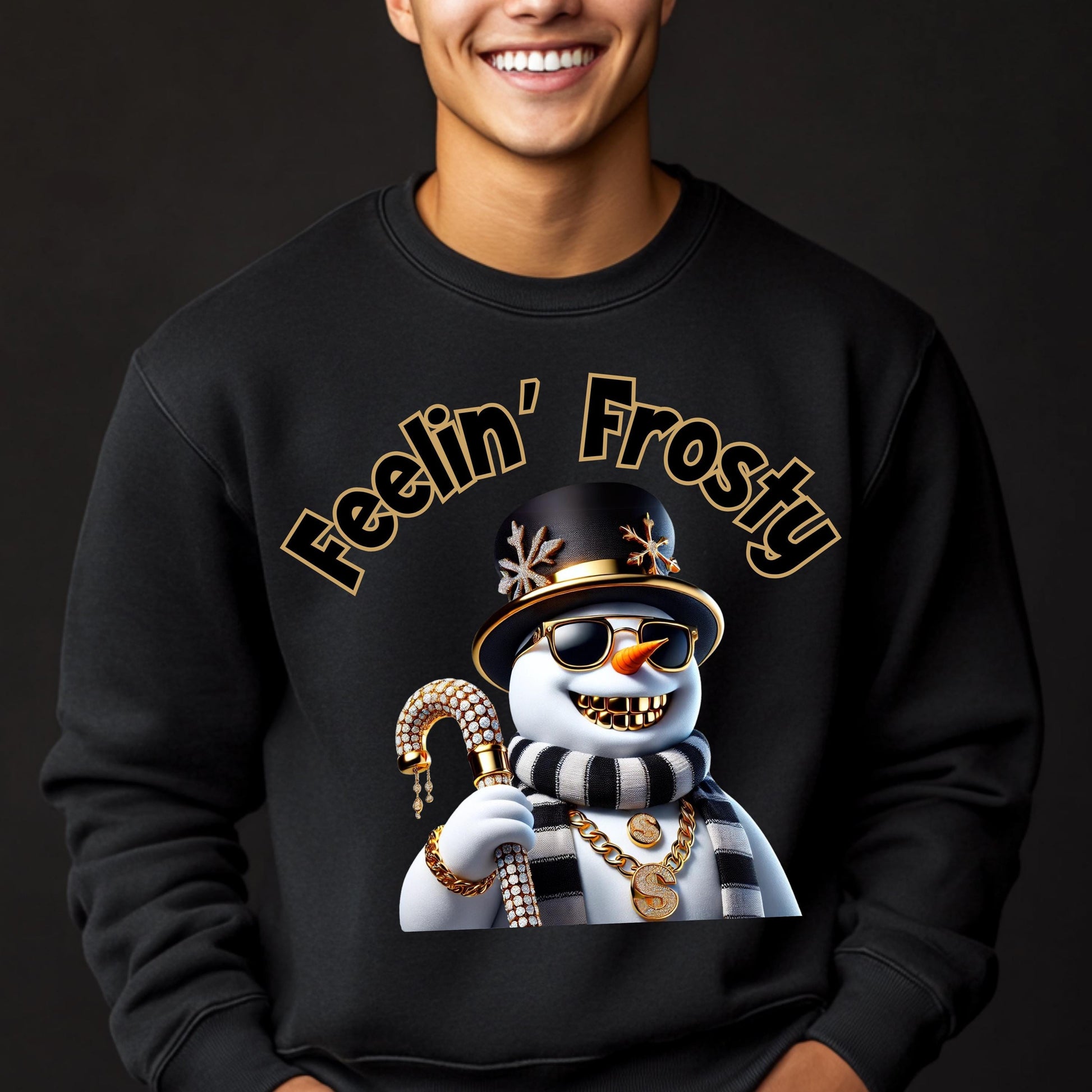 Feelin' Frosty Snowman PNG – Trendy DTF & Sublimation Design with Mockups Included