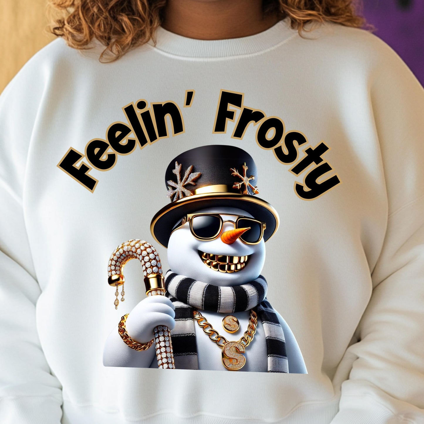 Feelin’ Frosty Sweatshirt | 100% Cotton Holiday Shirt | Trendy Snowman Christmas Tee | Sizes S-4X | Festive Winter Shirt