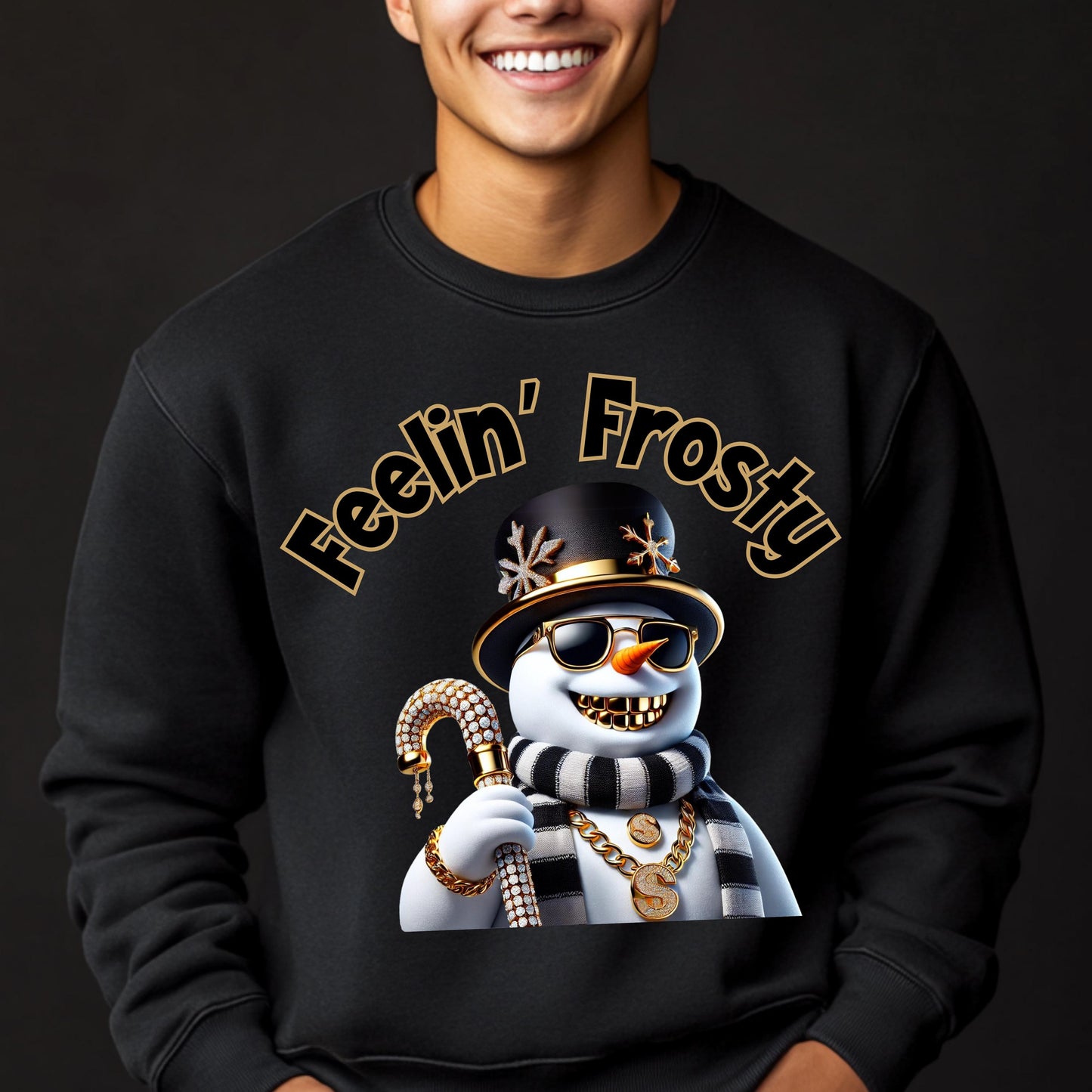 Feelin' Frosty DTF Transfer | Trendy Snowman Design for Cotton & Polyester Apparel | Holiday Heat Press Transfer