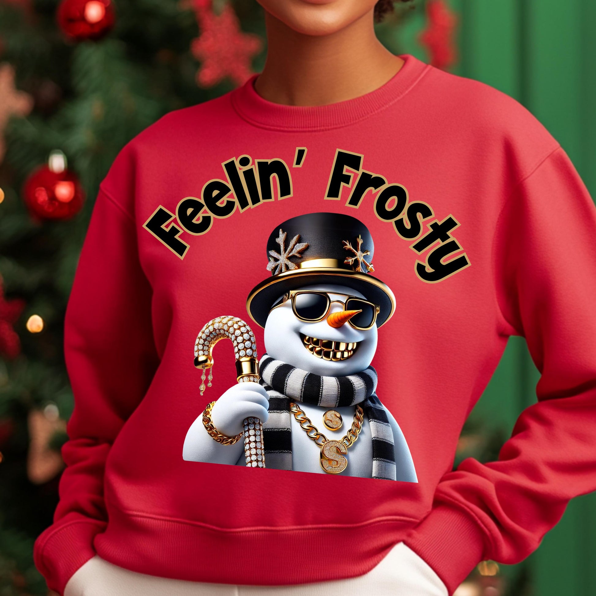 Feelin' Frosty DTF Transfer | Trendy Snowman Design for Cotton & Polyester Apparel | Holiday Heat Press Transfer