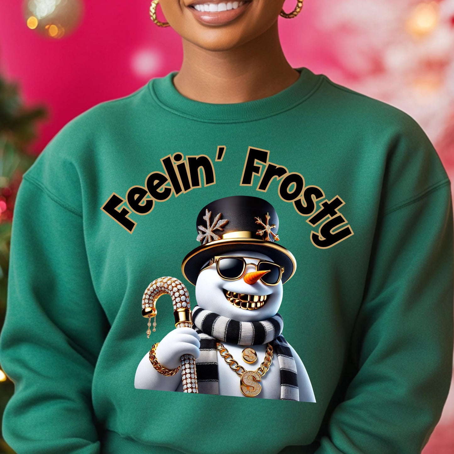 Feelin' Frosty DTF Transfer | Trendy Snowman Design for Cotton & Polyester Apparel | Holiday Heat Press Transfer