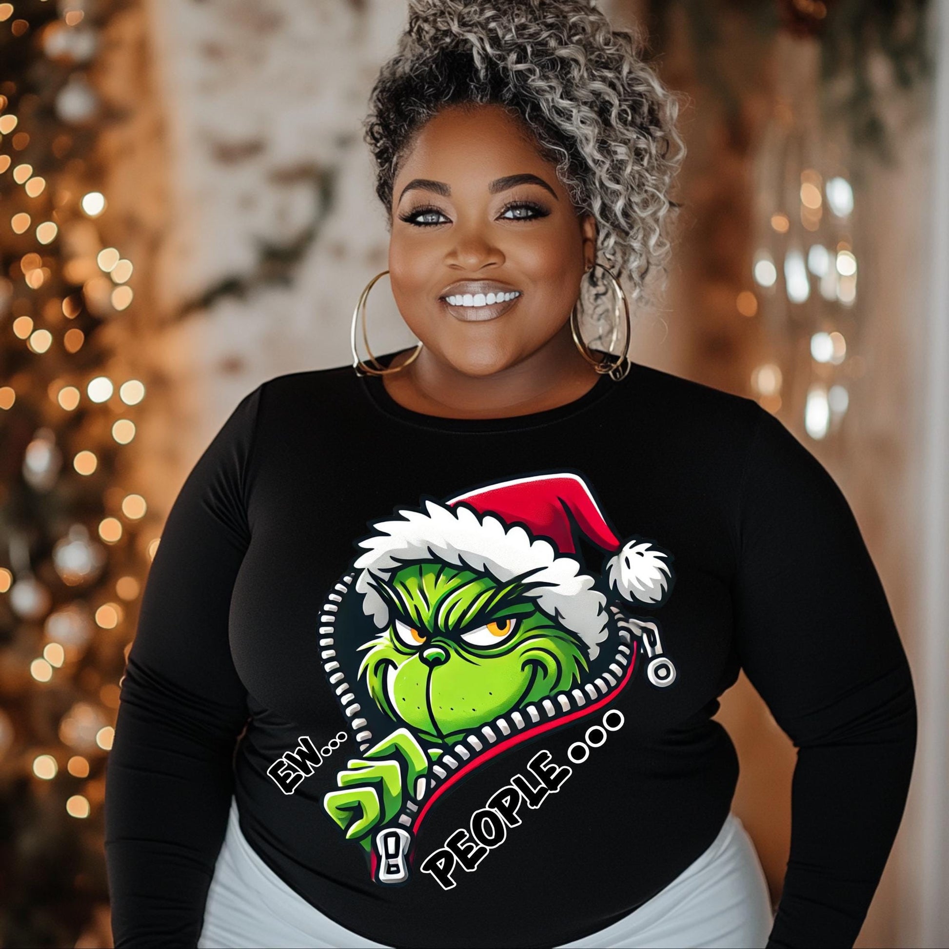 Grinch "Ew People" Christmas PNG Sublimation Design - Funny Holiday Clipart with Mockups