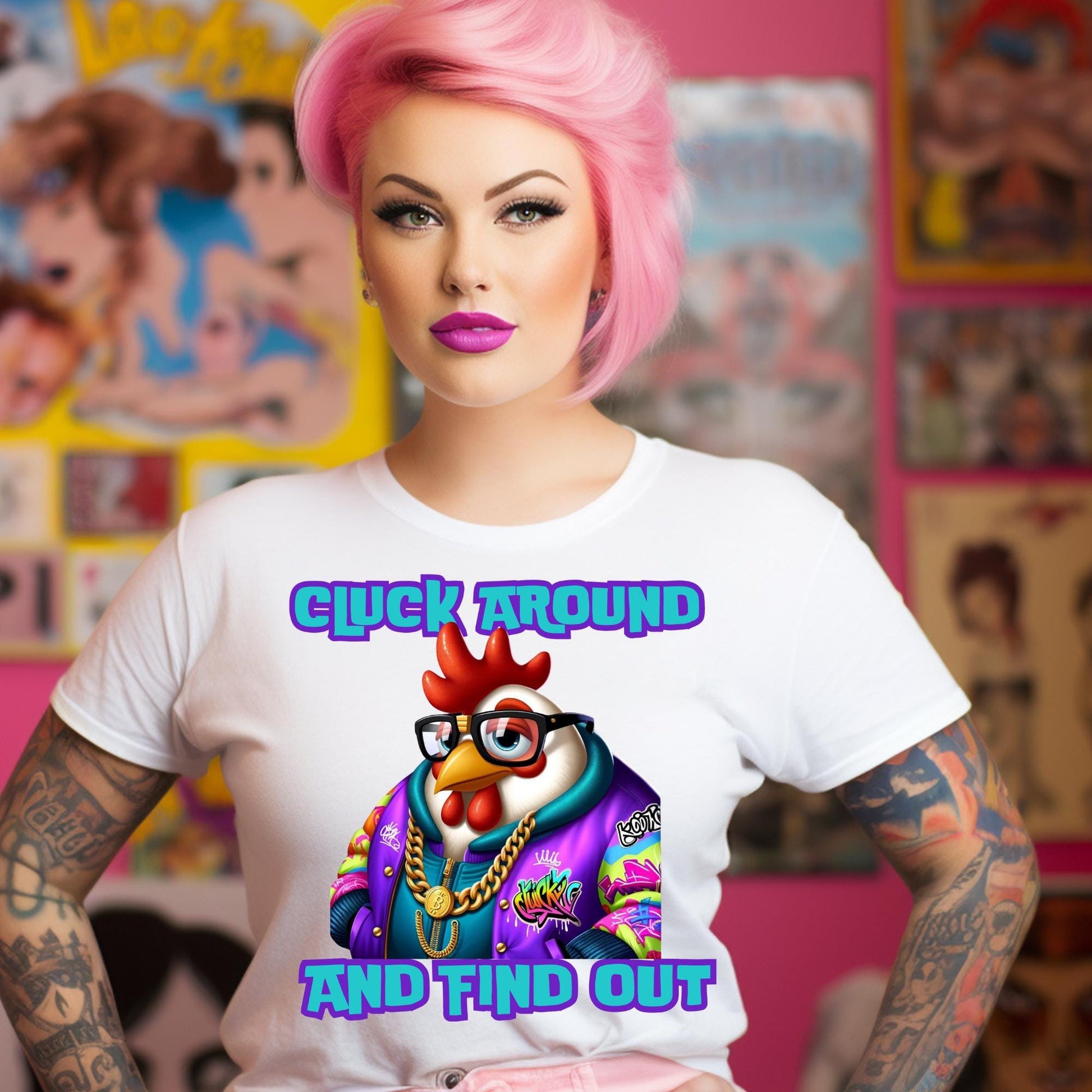 Hip Hop Chicken "Cluck Around and Find Out" PNG - Funky Digital Download | best seller PNG | cute png | funny PNG | chicken png | funy dtf