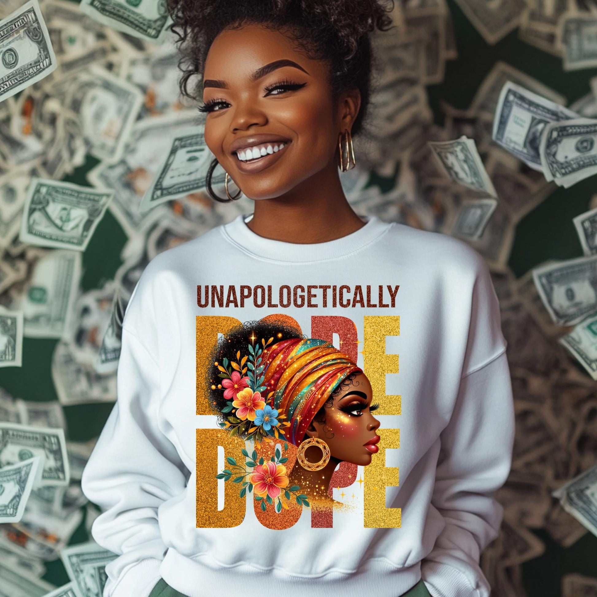 Unapologetically Dope Afrocentric PNG | Bold Headwrap Art for T-Shirts, Mugs, & Tote Bags | Includes Free Mockups