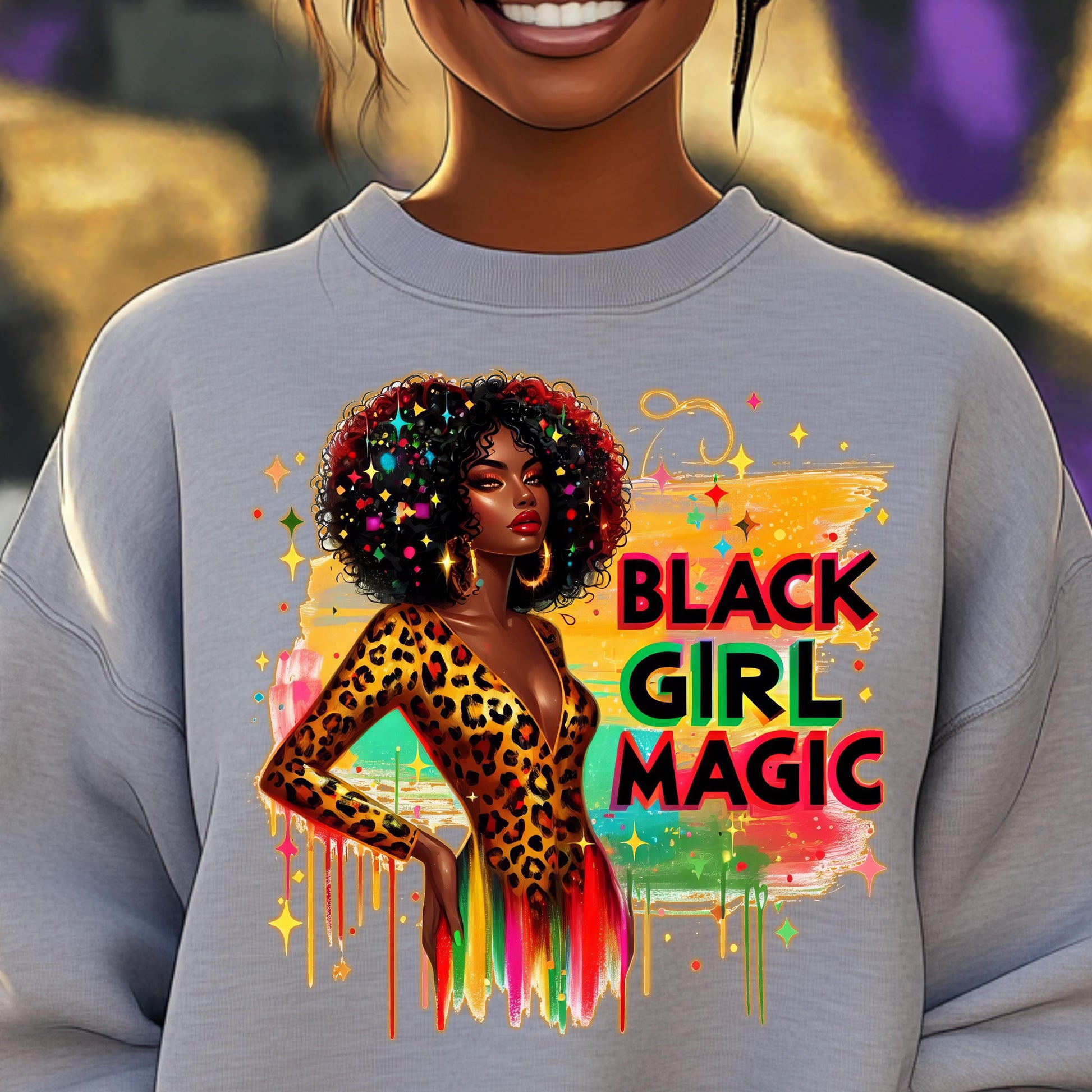 Black Girl Magic DTF Transfer - Ready to Press for Cotton, Polyester & Blends