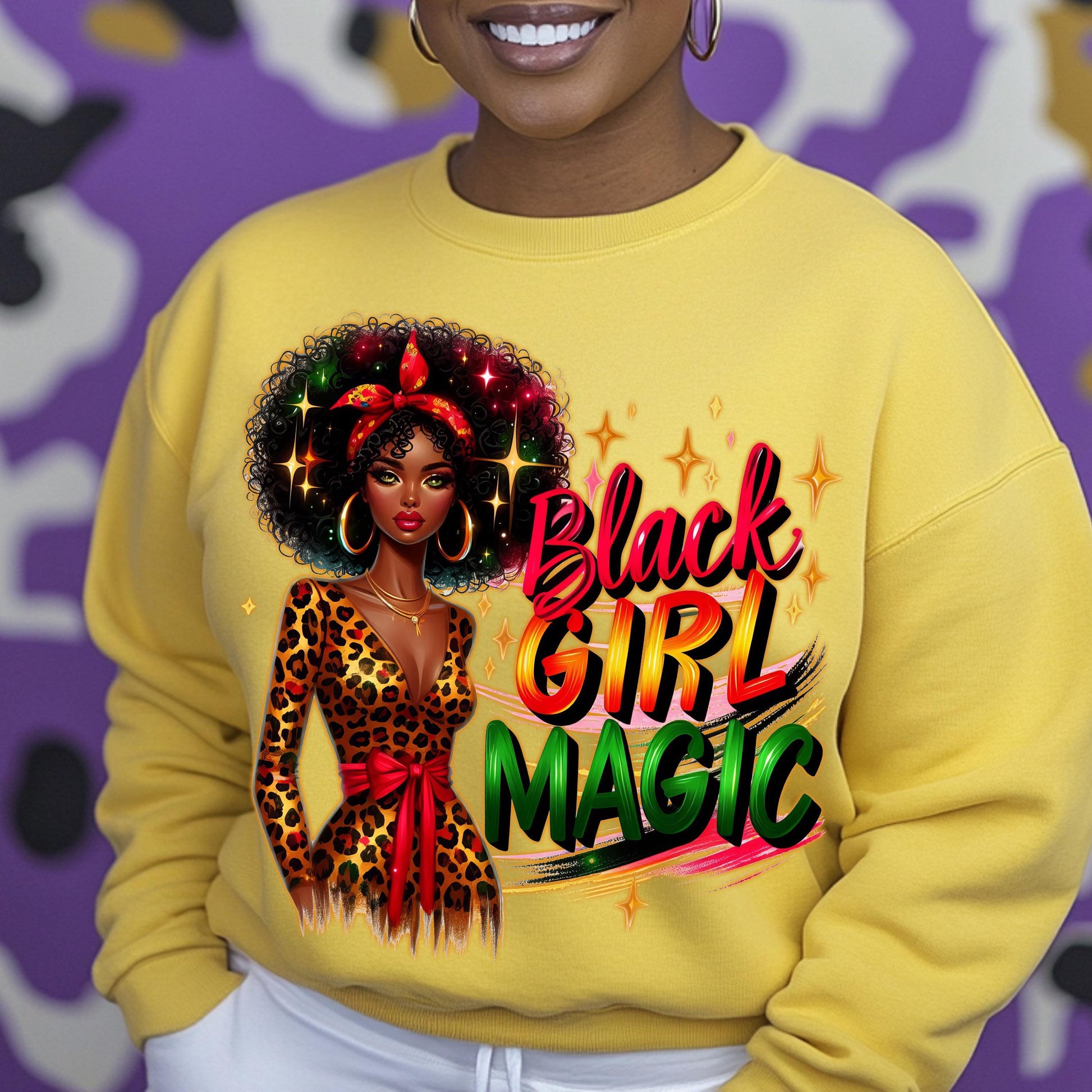 Black Girl Magic DTF Transfer - Ready to Press for Cotton, Polyester & Blends