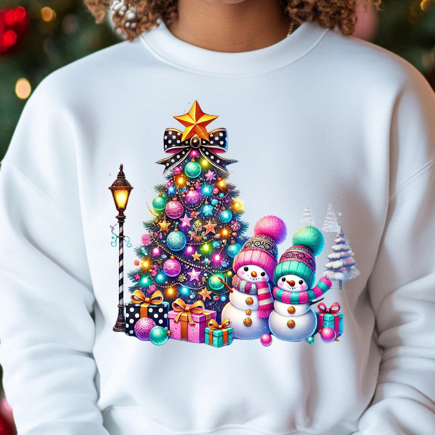 Christmas Tree & Snowmen PNG – Festive Holiday Design for DTF and Sublimation Printing