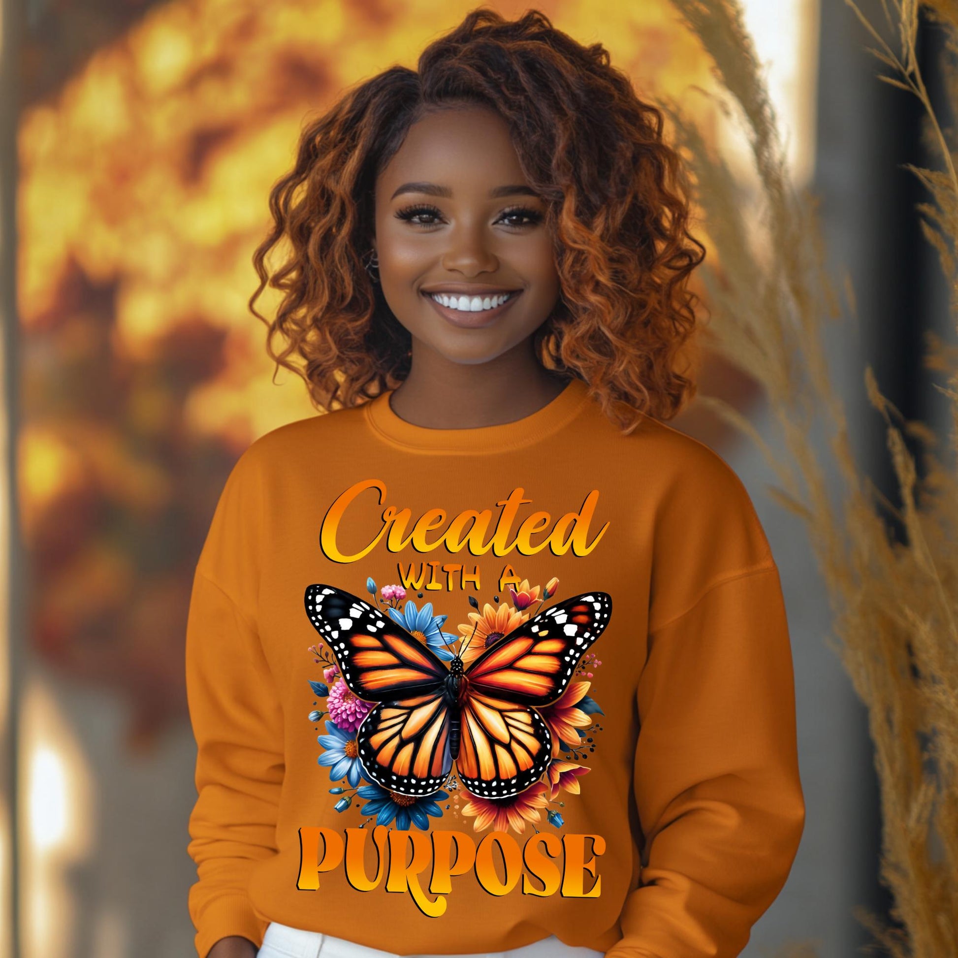 Created with a Purpose Butterfly PNG – Inspirational Sublimation Design for T-Shirts, Mugs, and More – Includes Mockups!