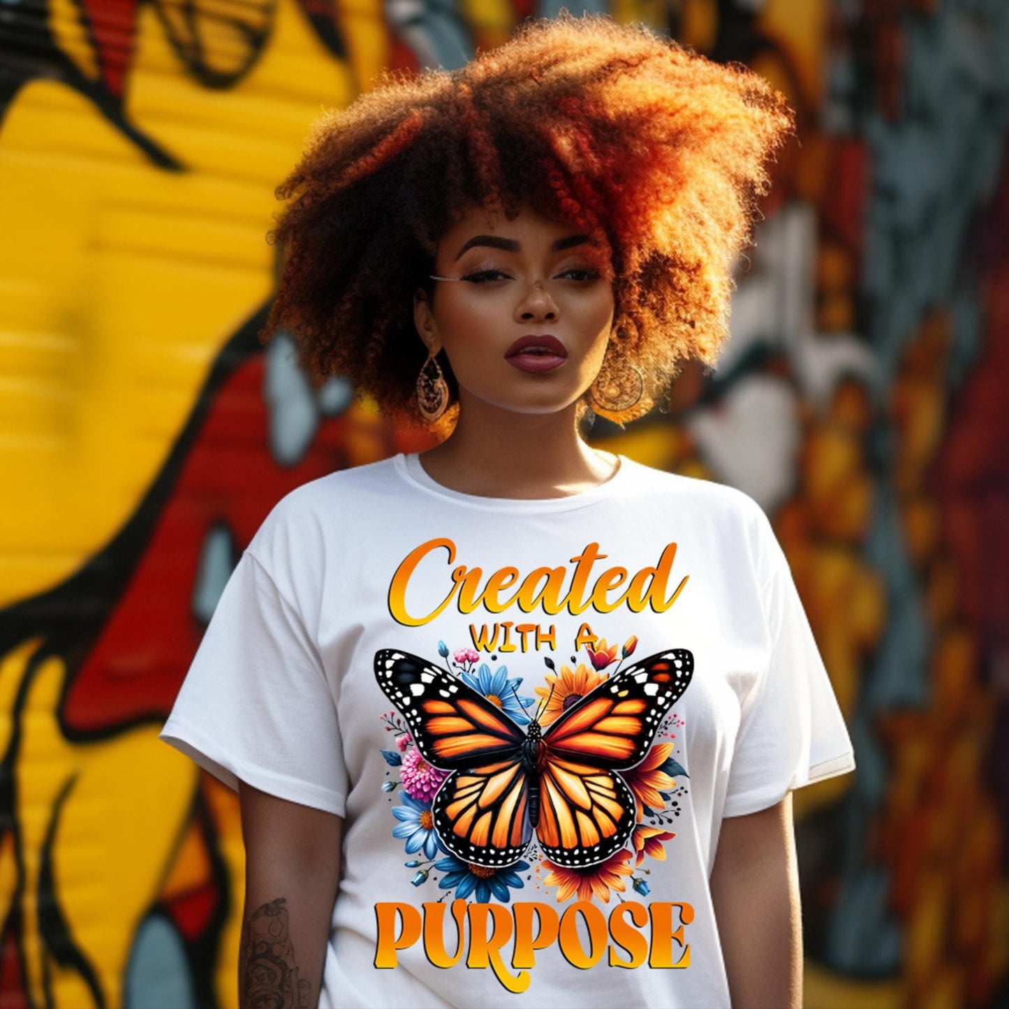 Created with a Purpose Butterfly PNG – Inspirational Sublimation Design for T-Shirts, Mugs, and More – Includes Mockups!