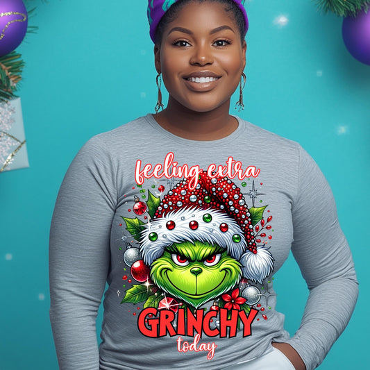 Feeling Extra Grinchy Today PNG | Christmas Grinch Design for DTF & Sublimation | Holiday Craft Digital Download with Mockups