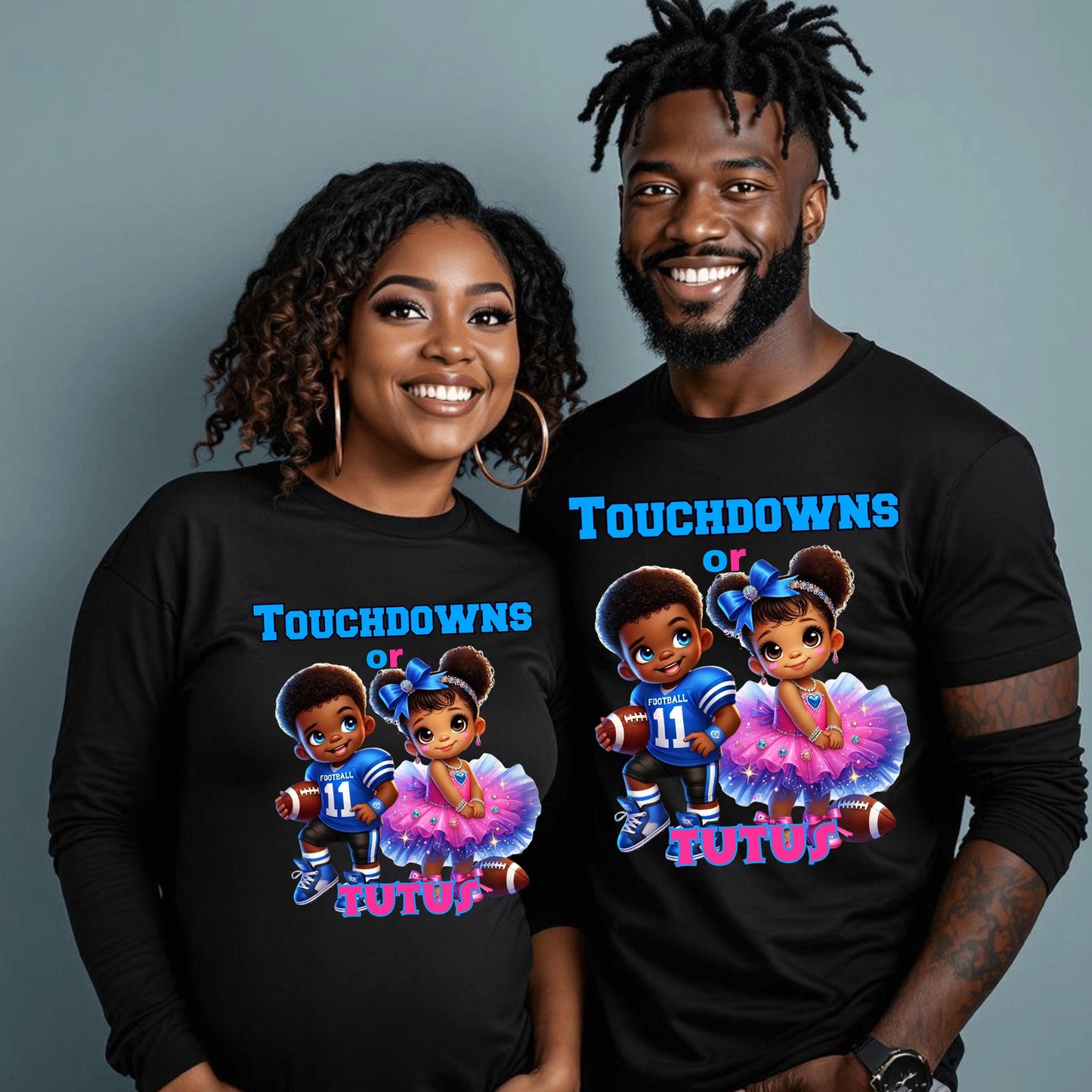 Touchdowns or Tutus PNG Design – Baby Shower Gender Reveal for DTF & Sublimation Prints