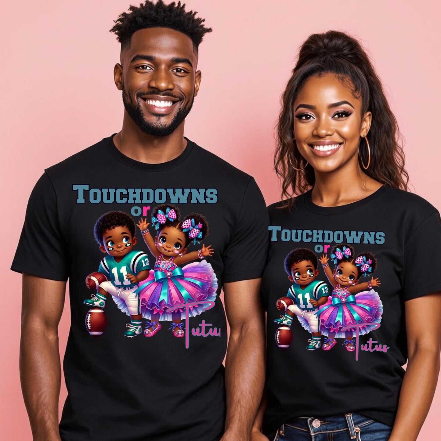 Touchdowns or Tutus PNG – Gender Reveal Football & Tutu Theme for DTF Prints and Sublimation