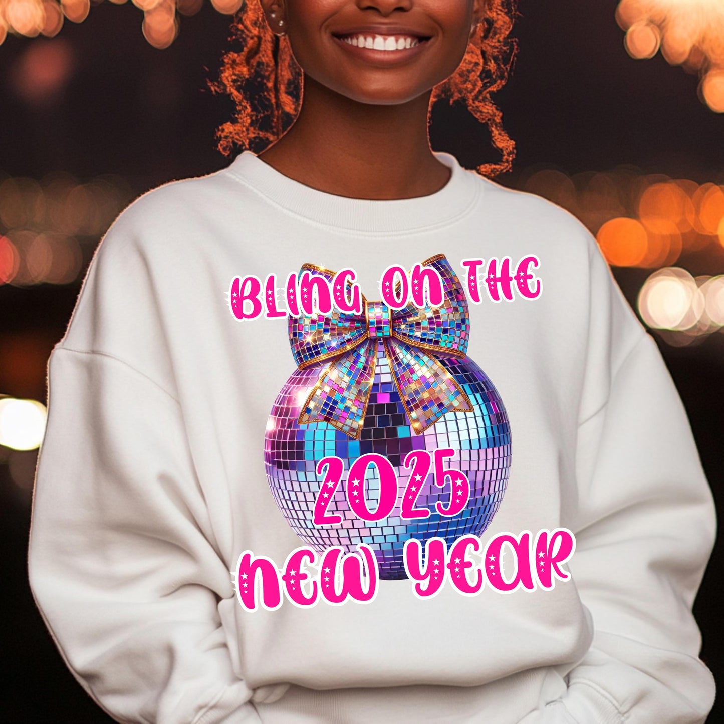 2025 New Year Bling Disco Ball PNG - Sublimation & DTF Design with Mockups Included