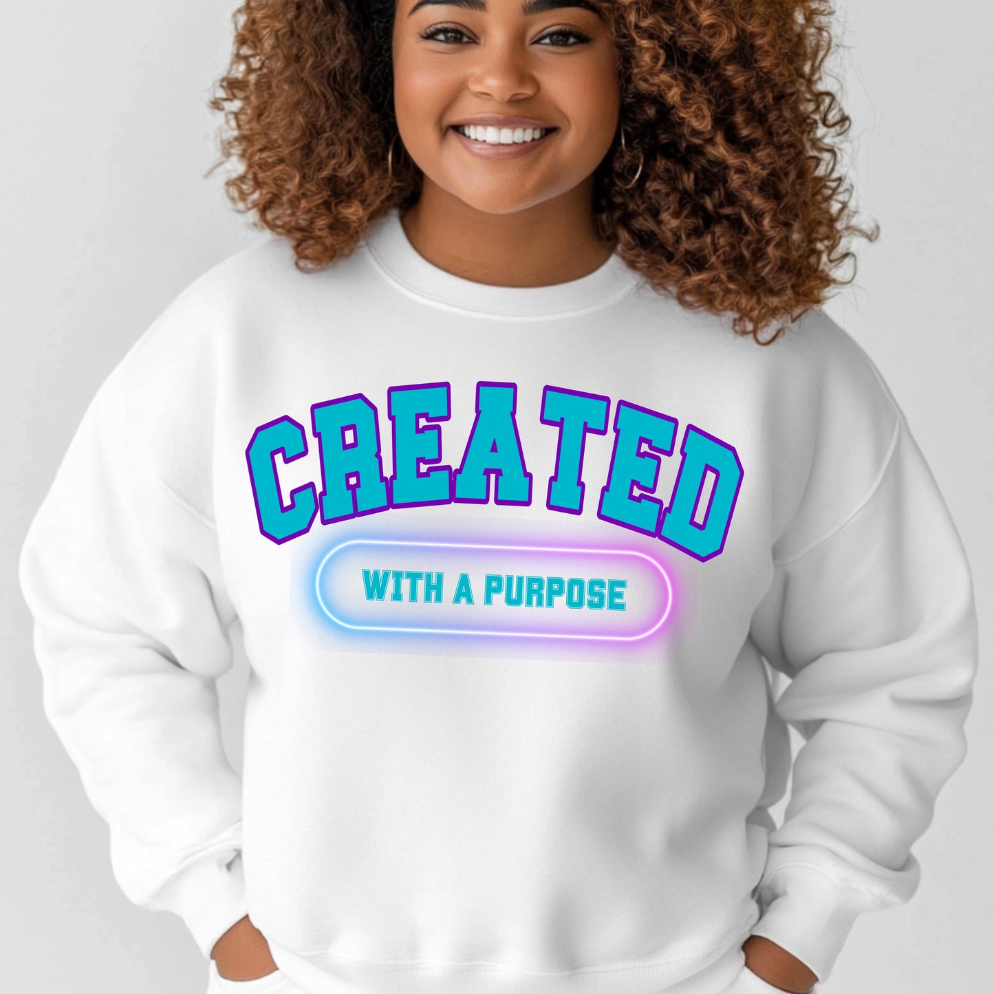 Created with a Purpose PNG - Trendy Neon Sublimation & DTF Print Design with Mockups