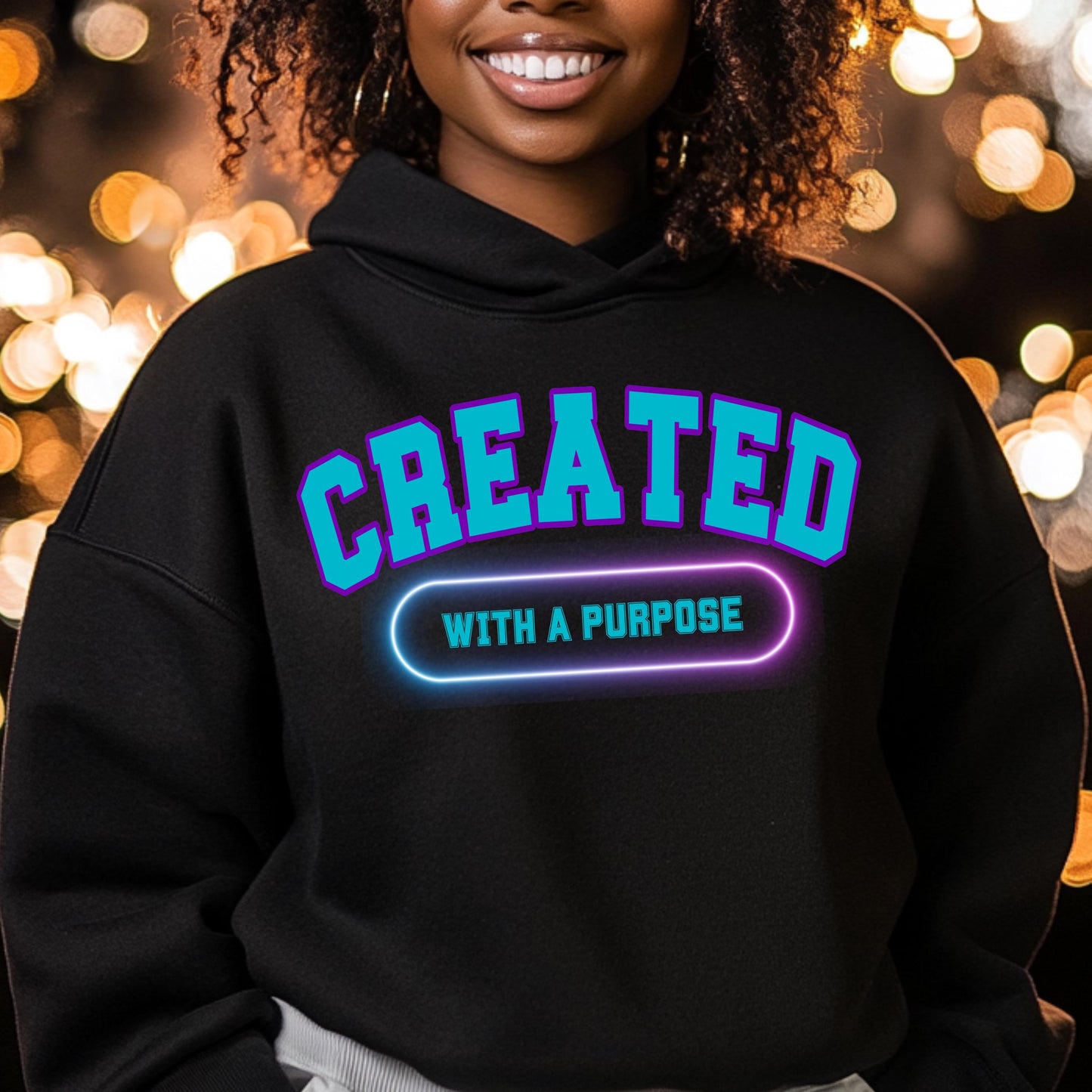 Created with a Purpose PNG - Trendy Neon Sublimation & DTF Print Design with Mockups