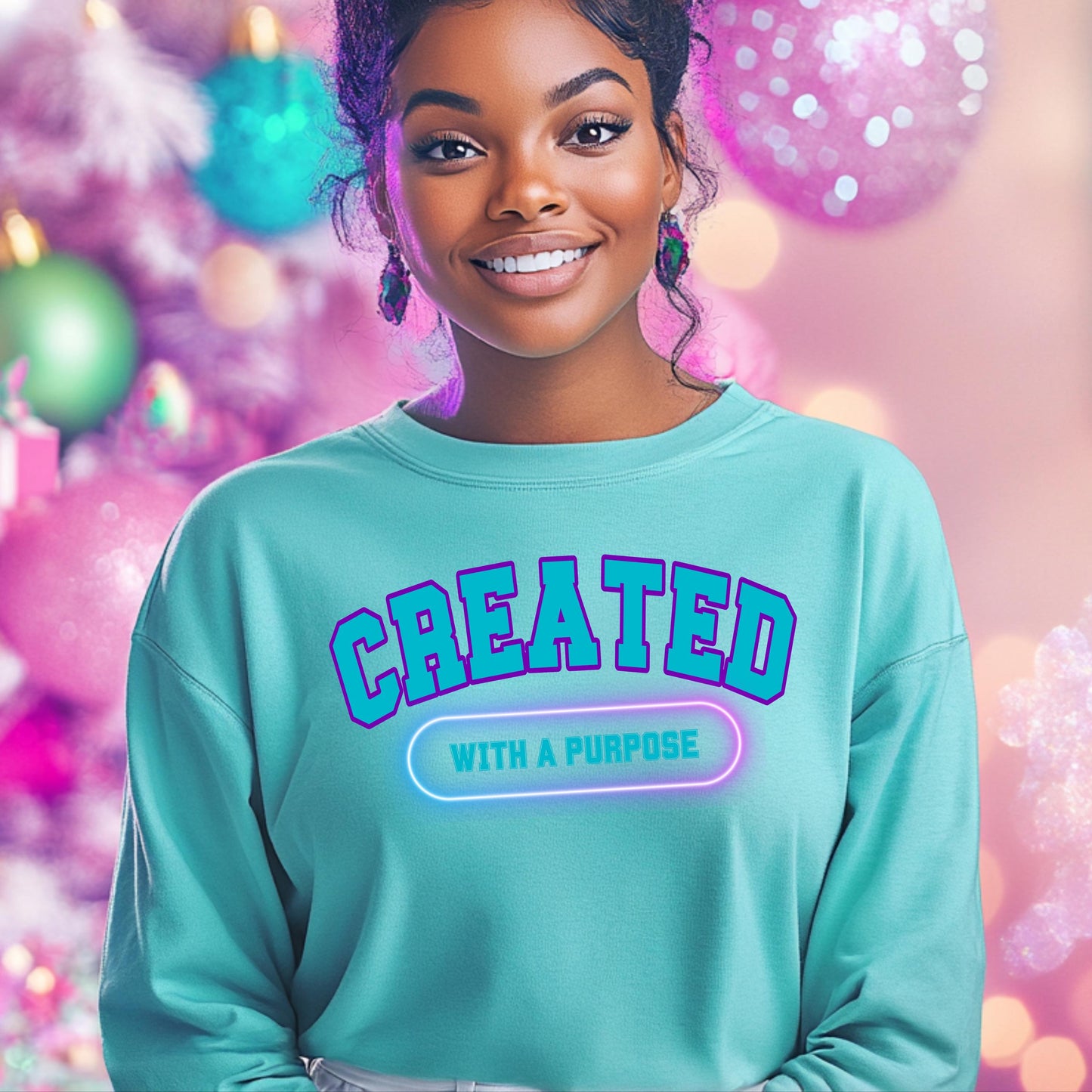 Created with a Purpose PNG - Trendy Neon Sublimation & DTF Print Design with Mockups