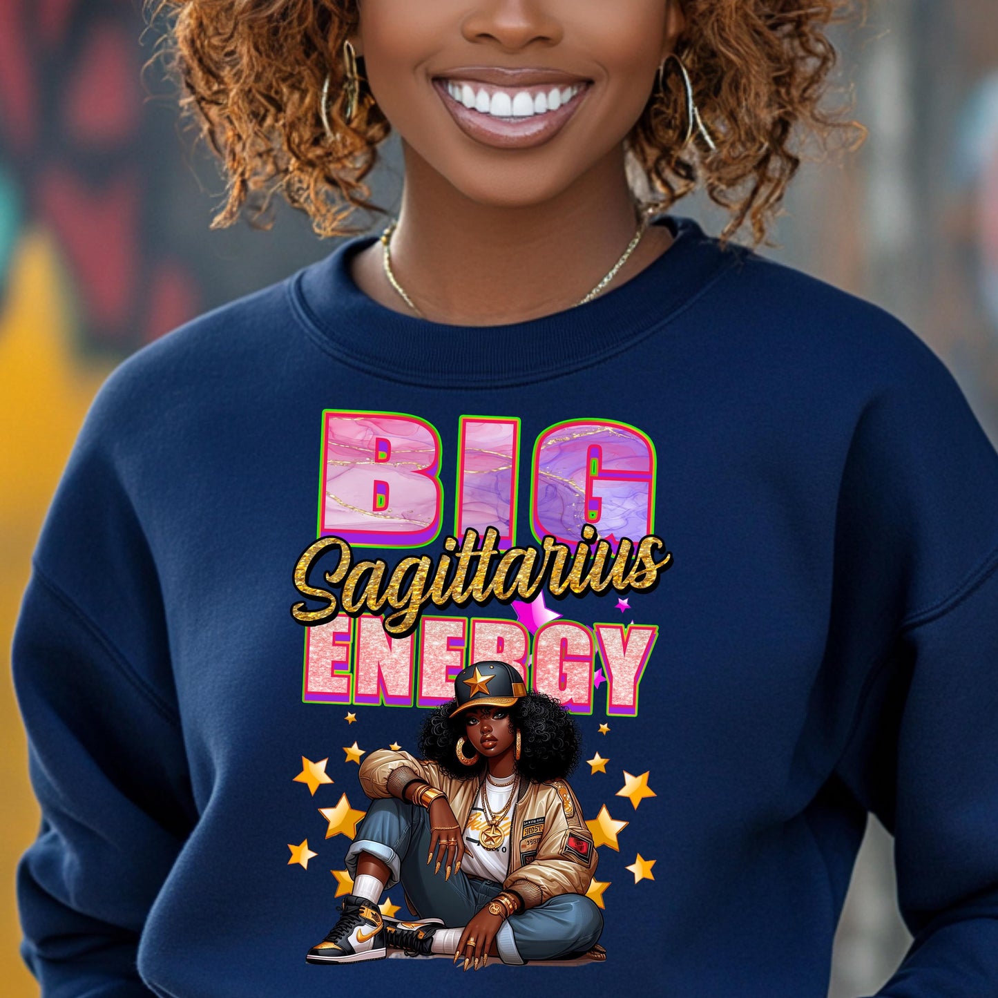 Big Sagittarius Energy PNG | Zodiac Girl Design | Sublimation & DTF Ready | Star Sign Graphics