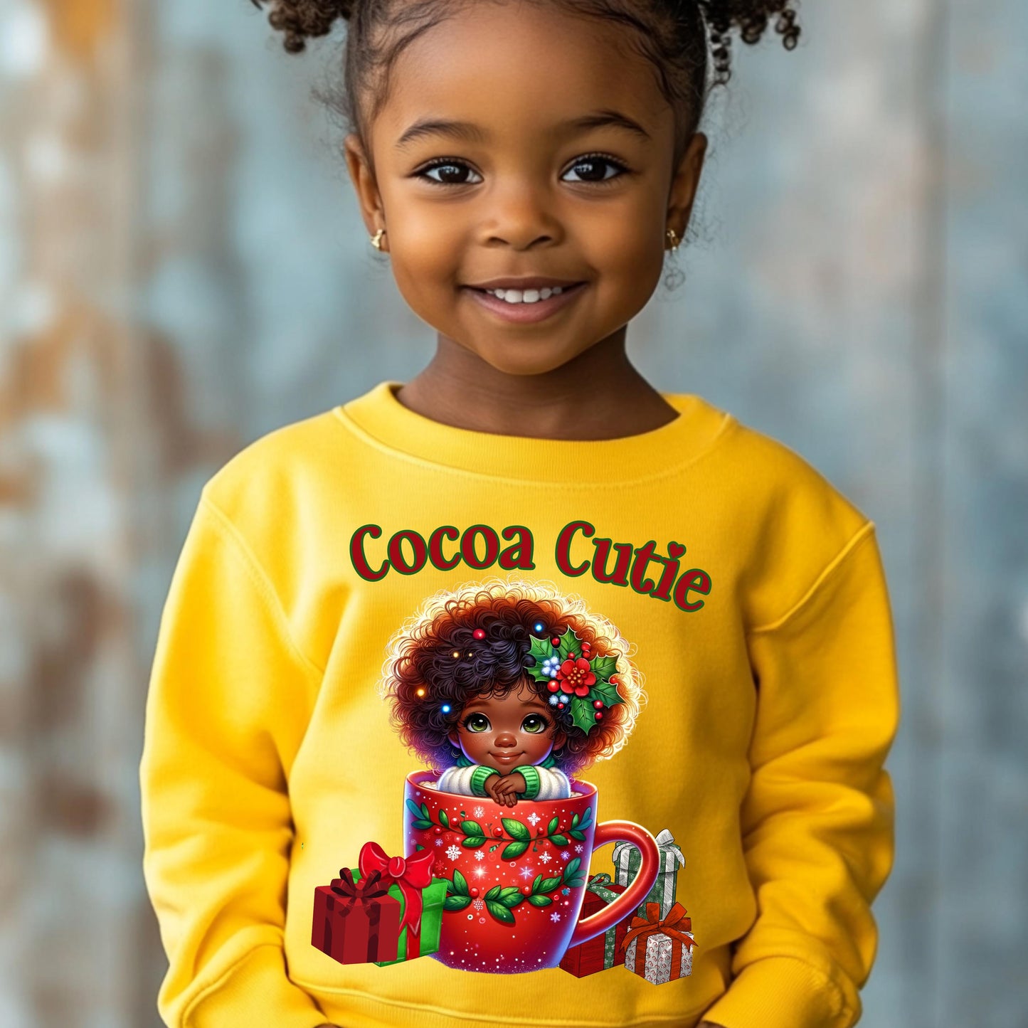 Cocoa Cutie Christmas PNG | Afro Girl Holiday Mug Design | Sublimation & DTF Print File with Mockups