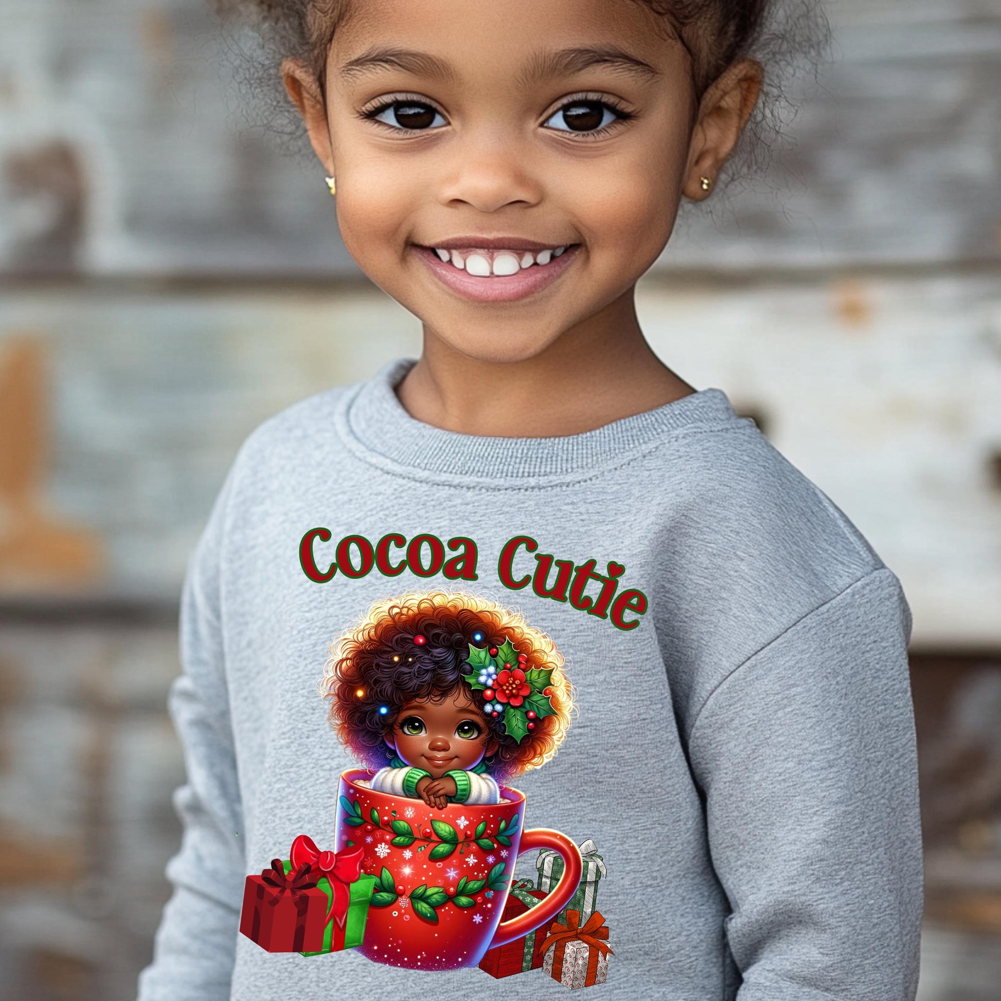 Cocoa Cutie Christmas PNG | Afro Girl Holiday Mug Design | Sublimation & DTF Print File with Mockups