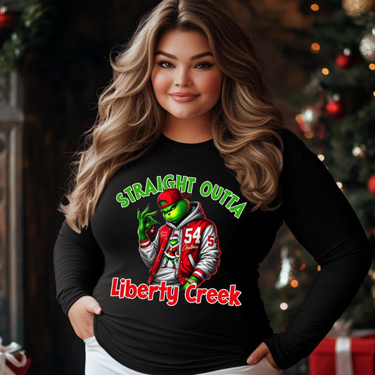 Straight Outta Liberty Creek PNG | Christmas Grinch Design for DTF & Sublimation | Funny Holiday Crafting Digital File with Mockups