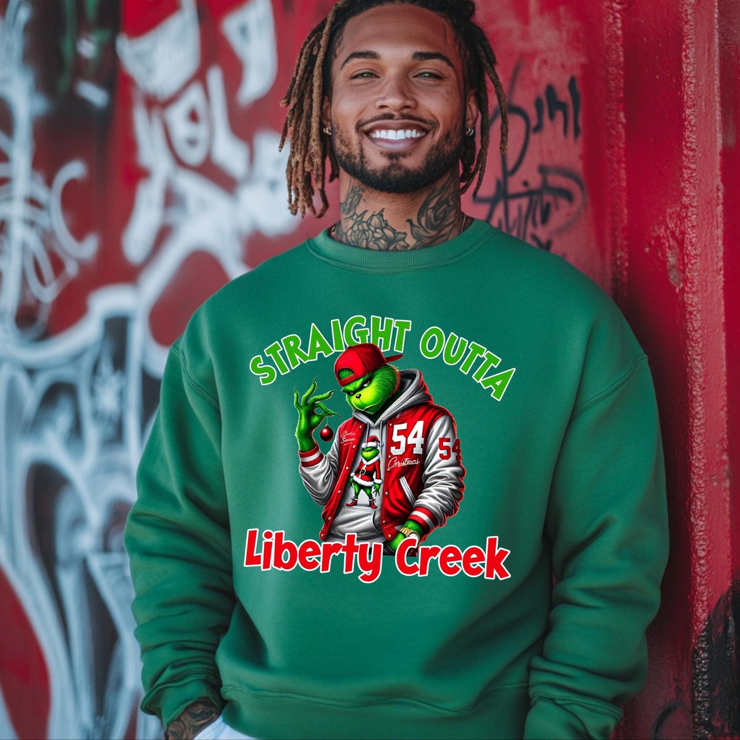 Straight Outta Liberty Creek PNG | Christmas Grinch Design for DTF & Sublimation | Funny Holiday Crafting Digital File with Mockups