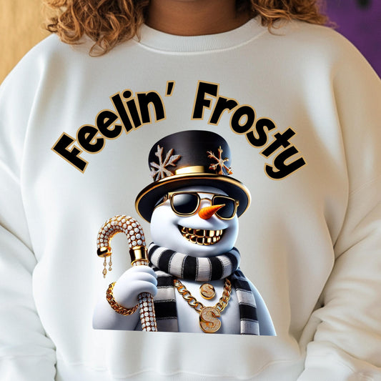 Feelin' Frosty Snowman PNG – Trendy DTF & Sublimation Design with Mockups Included