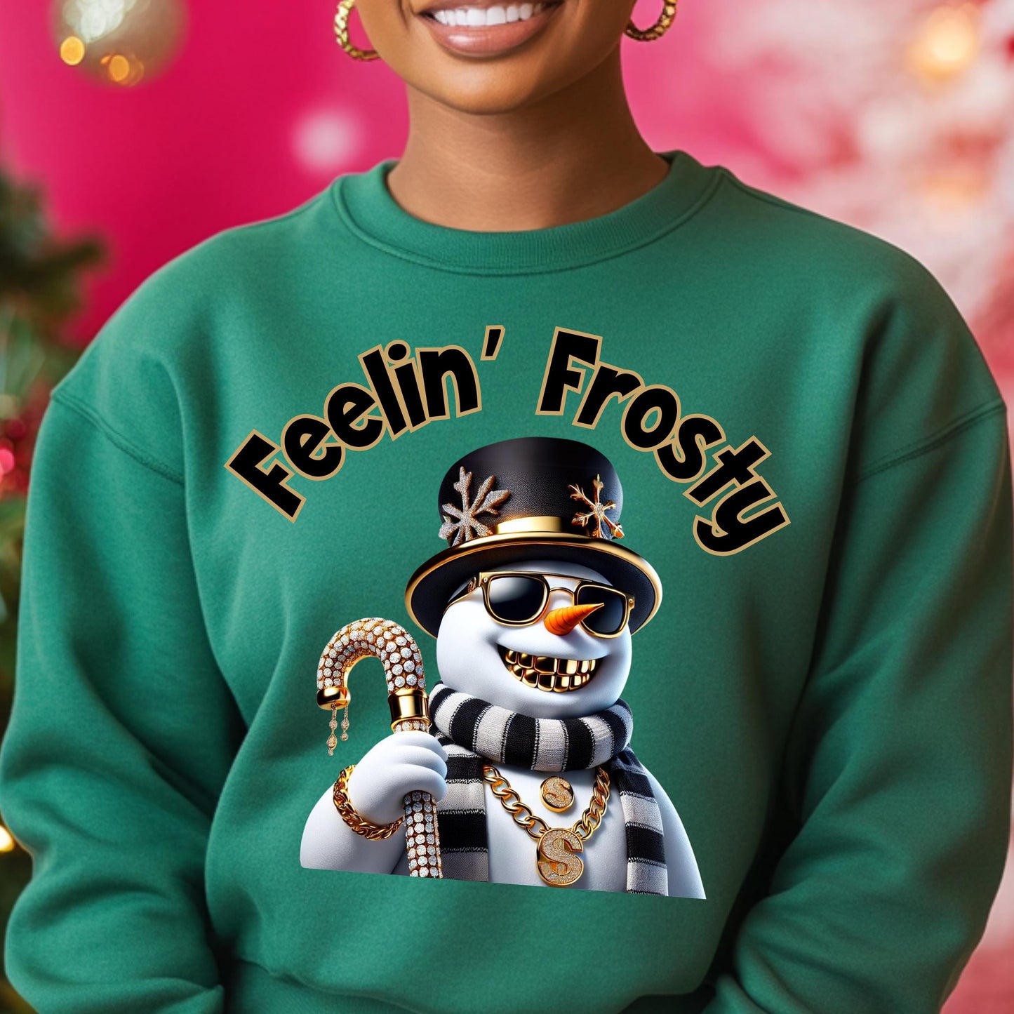 Feelin’ Frosty Sweatshirt | 100% Cotton Holiday Shirt | Trendy Snowman Christmas Tee | Sizes S-4X | Festive Winter Shirt