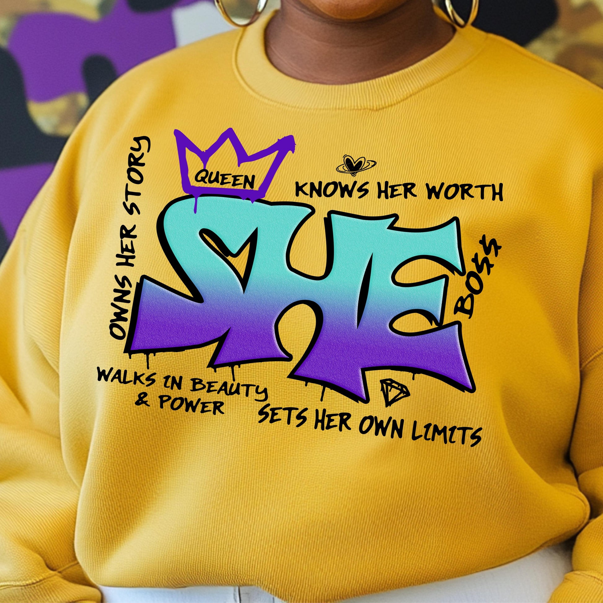 Empowering "SHE" DTF Transfer | Ready to Press for Cotton, Polyester & Blends | Inspirational Heat Press Design