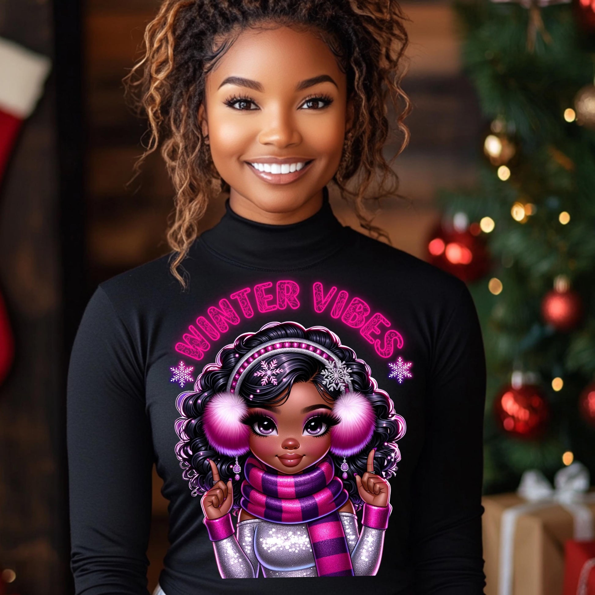 Winter Vibes Girl PNG for DTF & Sublimation - Cute and Cozy Design for T-Shirts