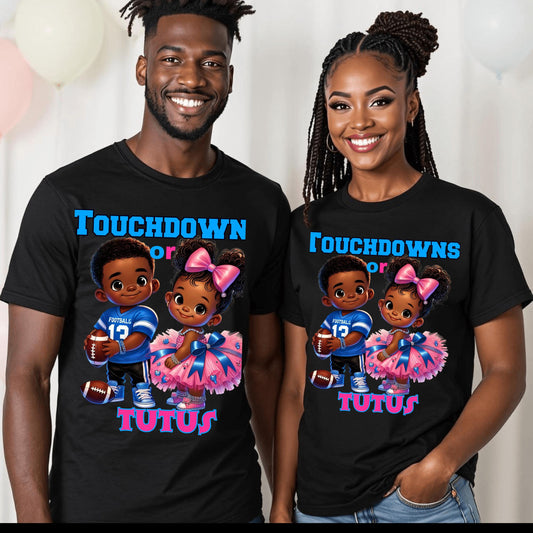 Touchdowns or Tutus PNG Design – Gender Reveal Digital File for DTF & Sublimation Printing