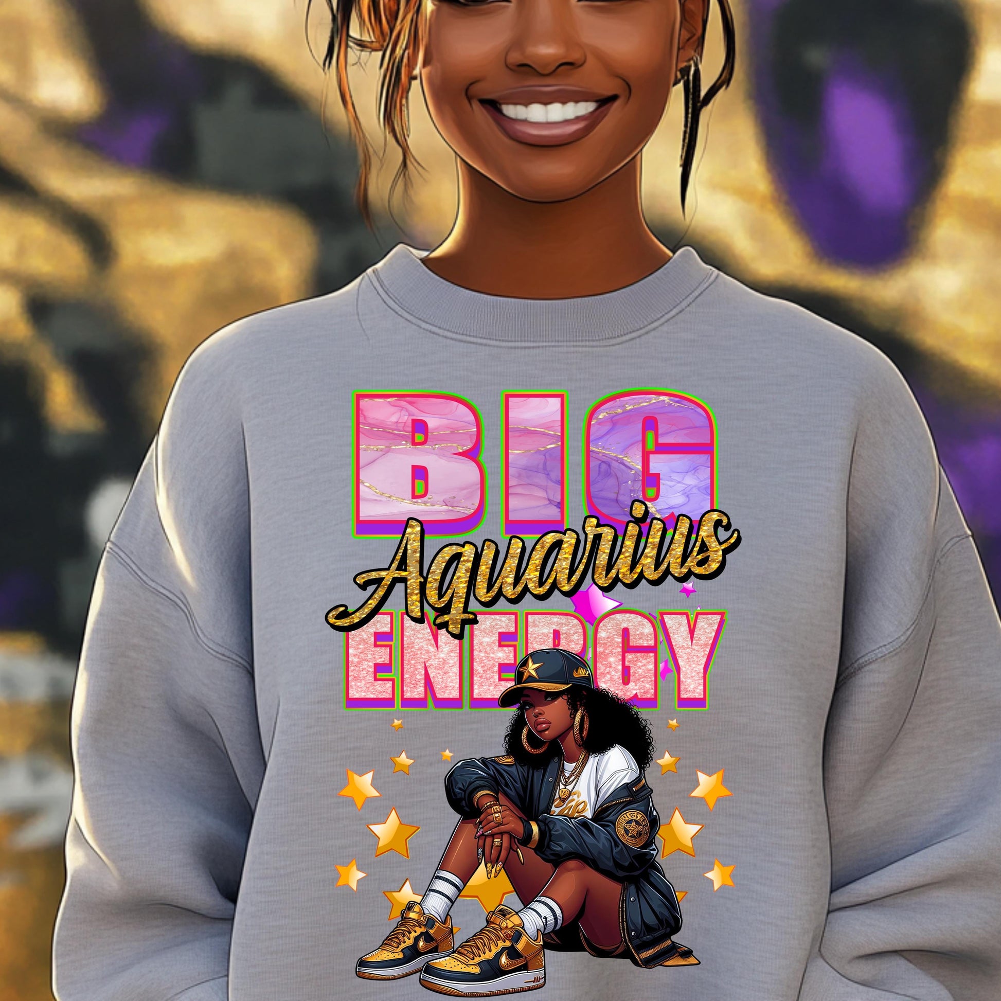 Big Aquarius Energy PNG | Zodiac Digital Design | DTF Print | Sublimation File | Astrology PNG