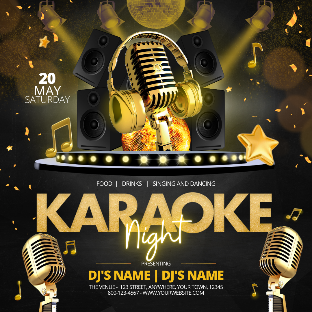Editable Karaoke Flyer | Editable, Shareable, Printable Invite, Let's Party, Any Age, Editable Template, Instant Download