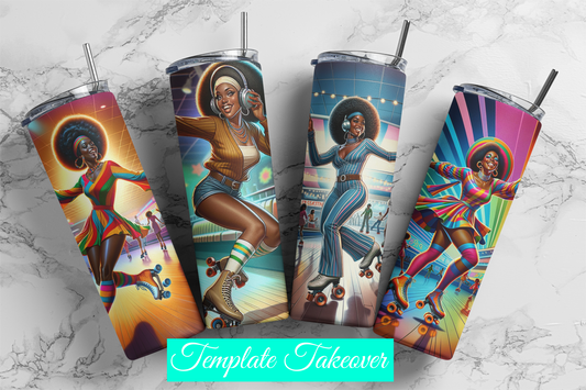 '70s Roller Skating Diva Sublimation Designs! (10 Designs)