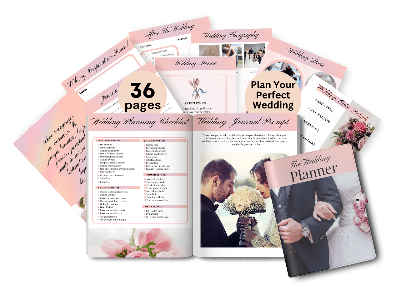 Printable Wedding Planner Template Kit | Wedding Planner | Wedding Planning Checklist | Wedding Day Schedule | To Do List | Budget | Wedding